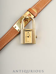 Hermès Kelly Watch KE1.210 Quartz GP Genuine Leather Strap (D Stamp: 2019) Genuine Buckle (GP) Champagne Dial Box Case Booklet Warranty (2022) Overhauled