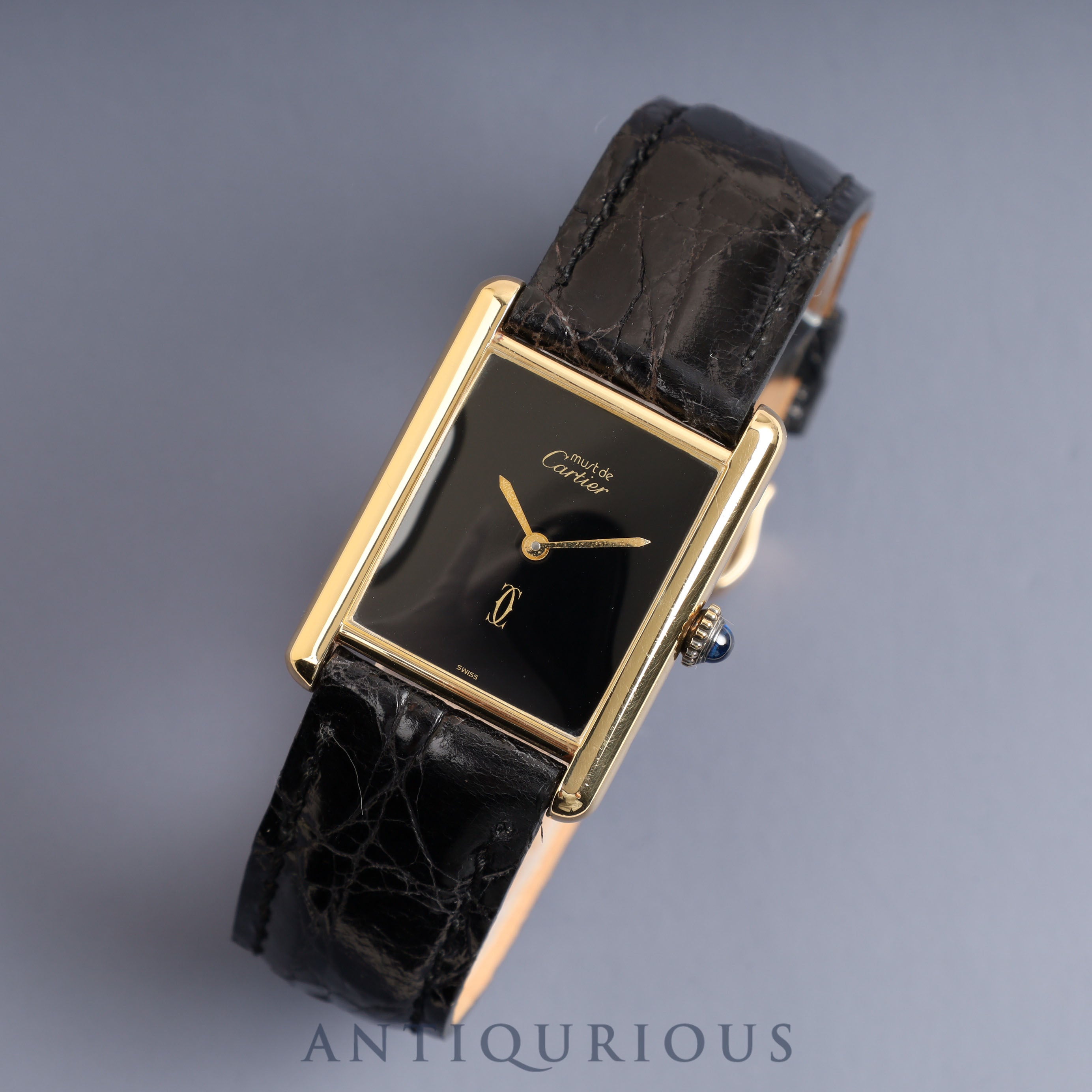 Cartier Must Tank LM Manual Winding Black Onyx Dial