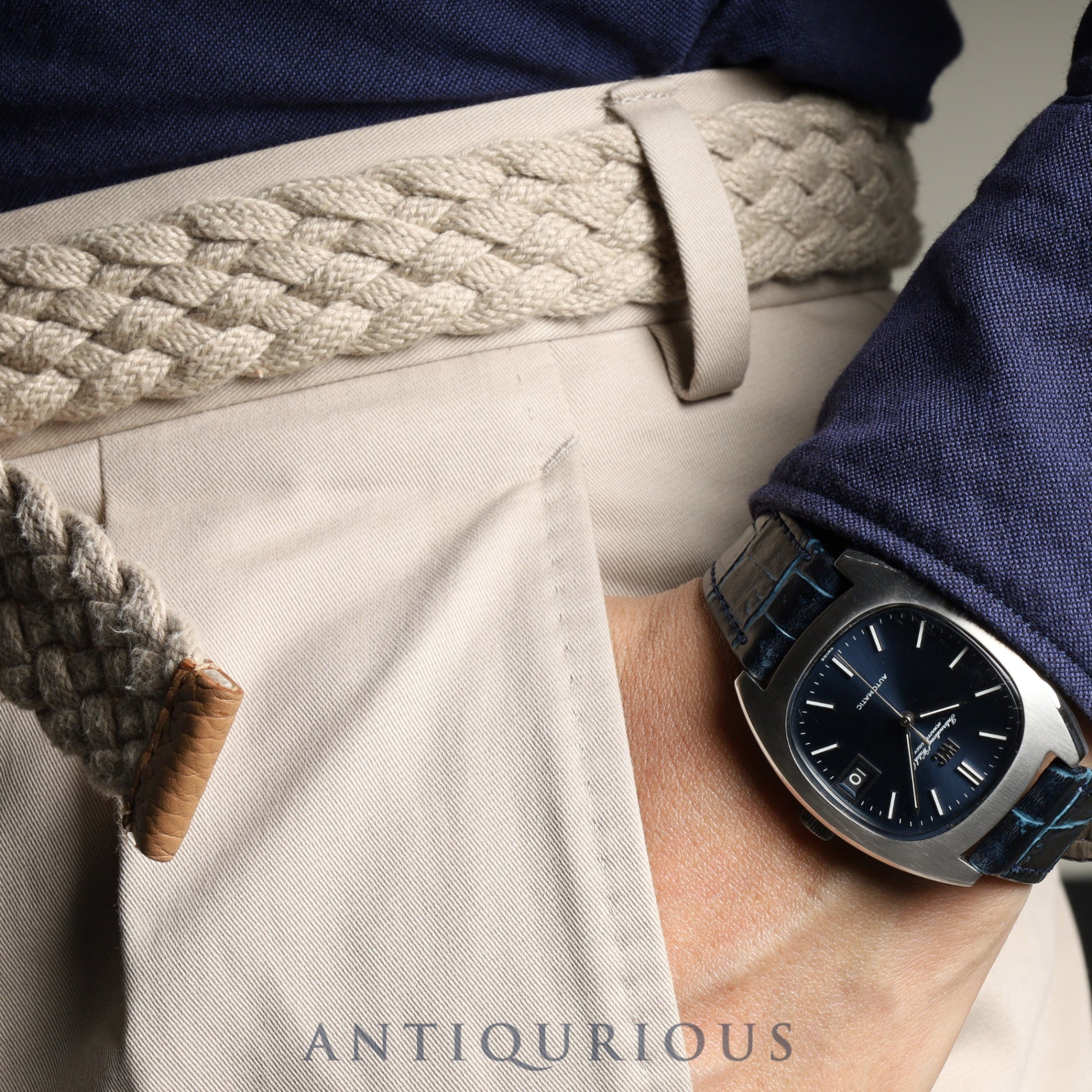 IWC オールドインター シャウハウゼン TVスクリーン 1872 自動巻き Cal.8541B SS 革 社外尾錠（SS） ブルー文字盤 オーバーホール済み アイダブリュシー