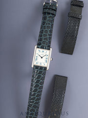 Cartier Must Tank LM 690006 Quartz Cal.90 SV925 Leather Original Pin Buckle (SS) White Roman Dial (SWISS marking) With Original Leather Strap Overhauled