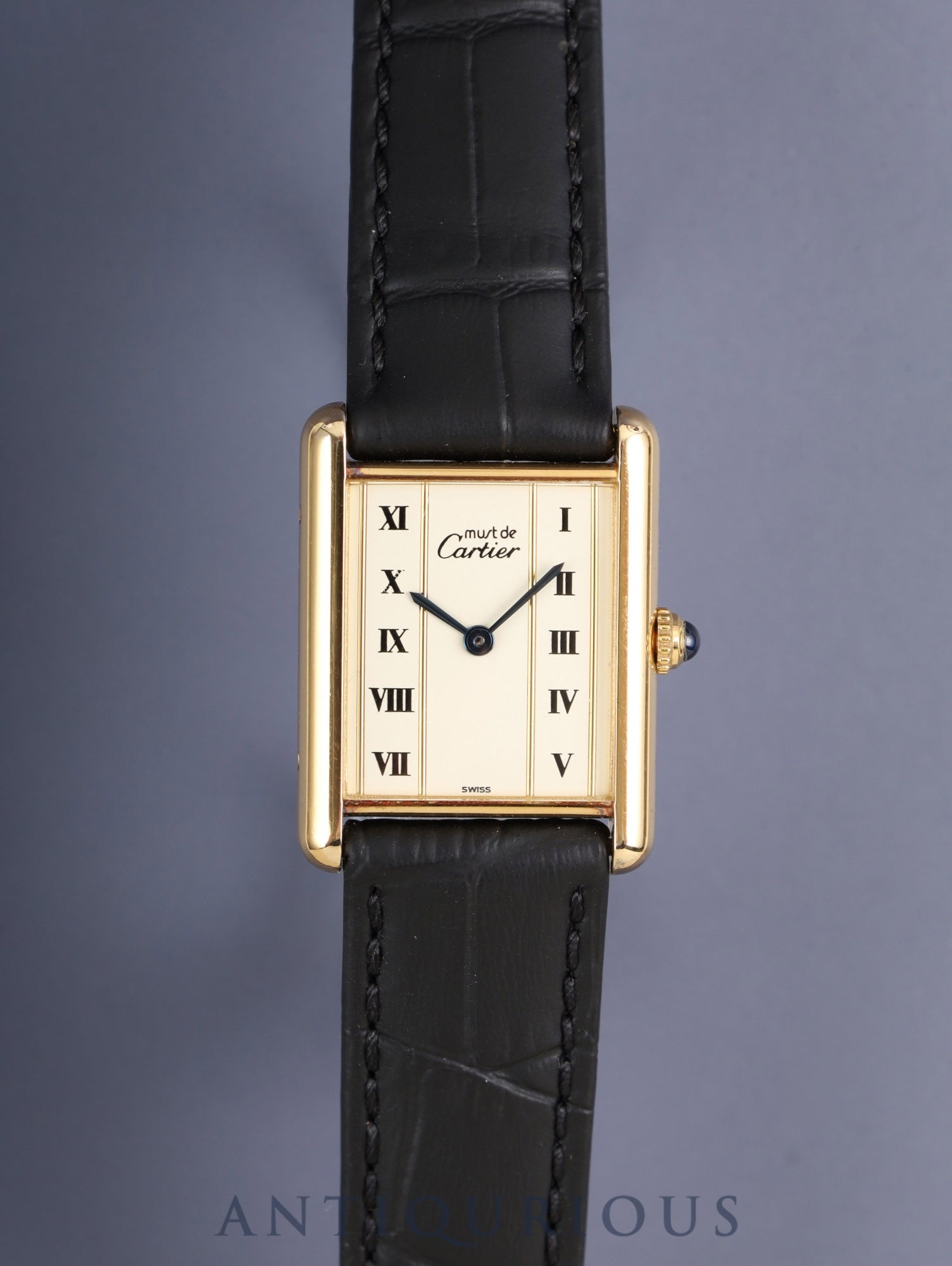 カルティエ マストタンク LM W1002653 / 590005 クォーツ Cal.90 SV925 革 純正尾錠（GP）ストレートローマン文字盤（SWISS表記）オーバーホール済み
