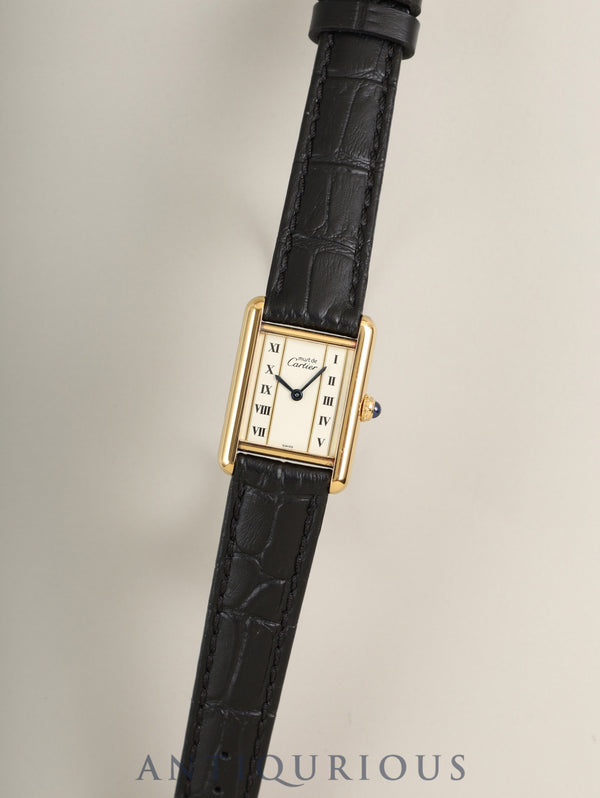 カルティエ マストタンク SM 5057001 クォーツ Cal.057 SV925 革 純正ピンバックル（GP）ストレートローマン文字盤（SWISS表記）オーバーホール済み