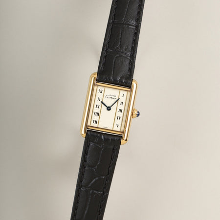 カルティエ マストタンク SM 5057001 クォーツ Cal.057 SV925 革 純正ピンバックル（GP）ストレートローマン文字盤（SWISS表記）オーバーホール済み