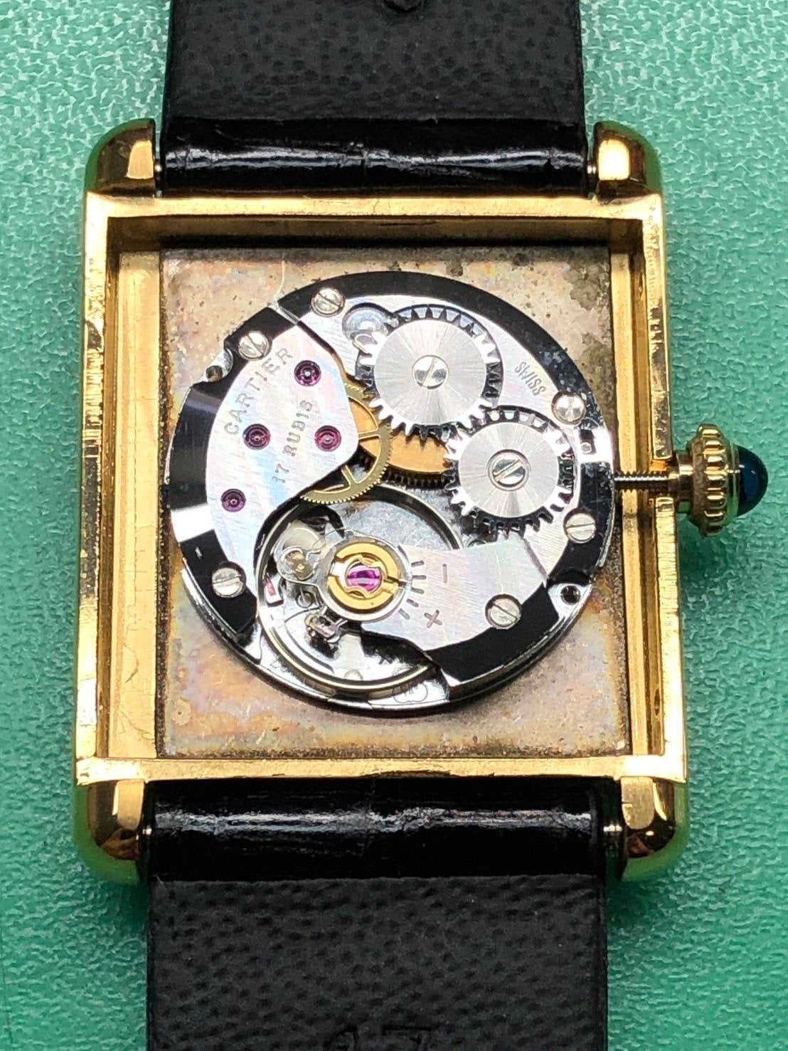 CARTIER Must Tank LM Manual Winding Black Roman Dial Case New Finish