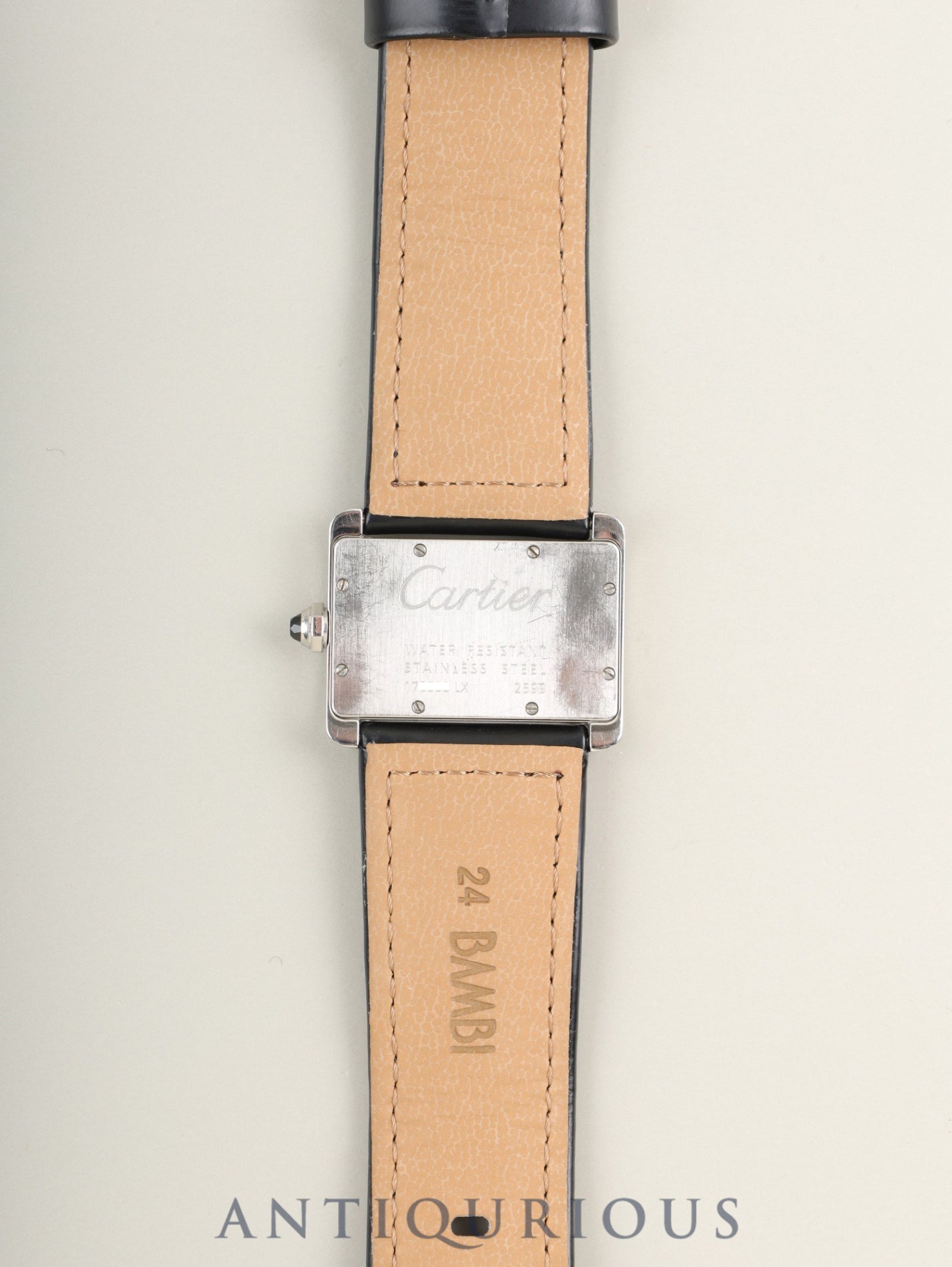 カルティエ タンク ディヴァン ミニ W6300255 / 2599 クォーツ Cal.157 SS 革 社外ピンバックル（SS）シルバーローマン文字盤 オーバーホール済み
