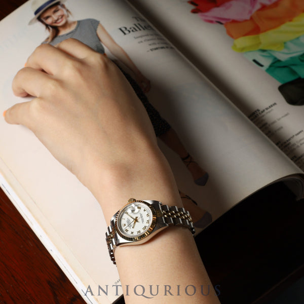 ロレックス レディ デイトジャスト 69173 自動巻き Cal.2135 SS/YG SS/YG ホワイトシャンタン文字盤 W番（1994年～1995年）箱 コマ×1 タグ オーバーホール済み