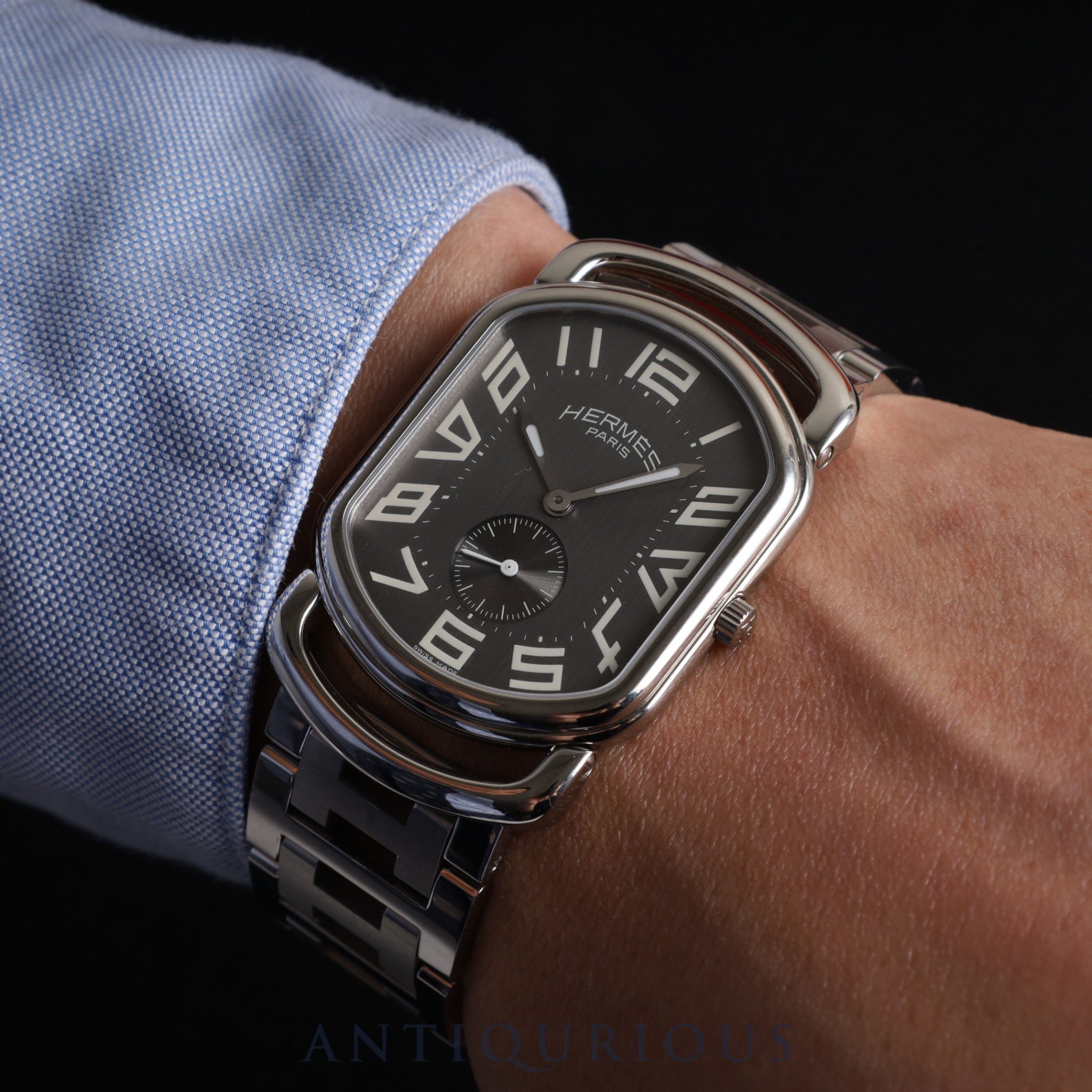 Hermes Rally RA1.810 Quartz Cal.980.163 SS SS Gray Dial Box Warranty (2009) Overhauled