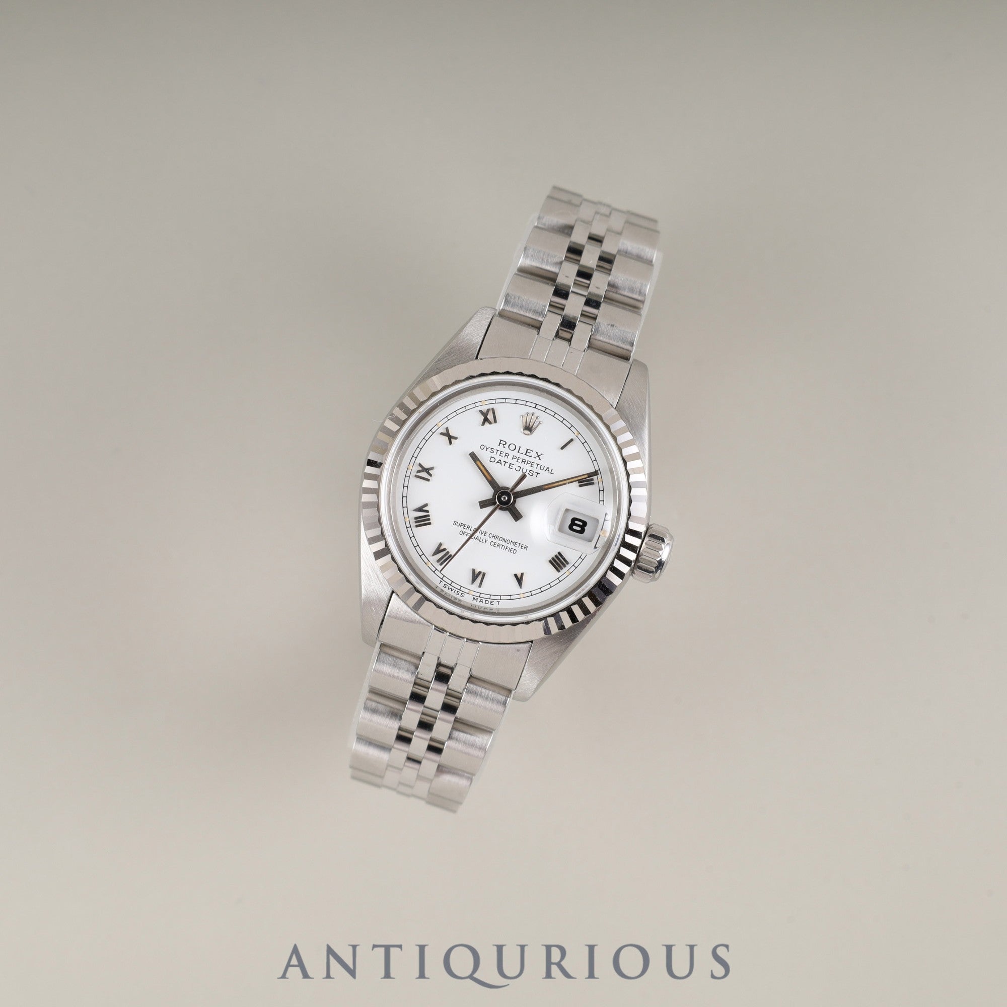 Rolex Lady-Datejust 69174 Automatic Caliber 2135 Stainless Steel/White Gold Stainless Steel White Roman Dial No. 9 (1985) Overhauled