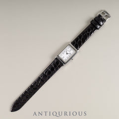 Tiffany Classic Square Rectangular Quartz Cal.901.001 SS Leather Genuine Buckle (SS) White Arabic Dial Overhauled