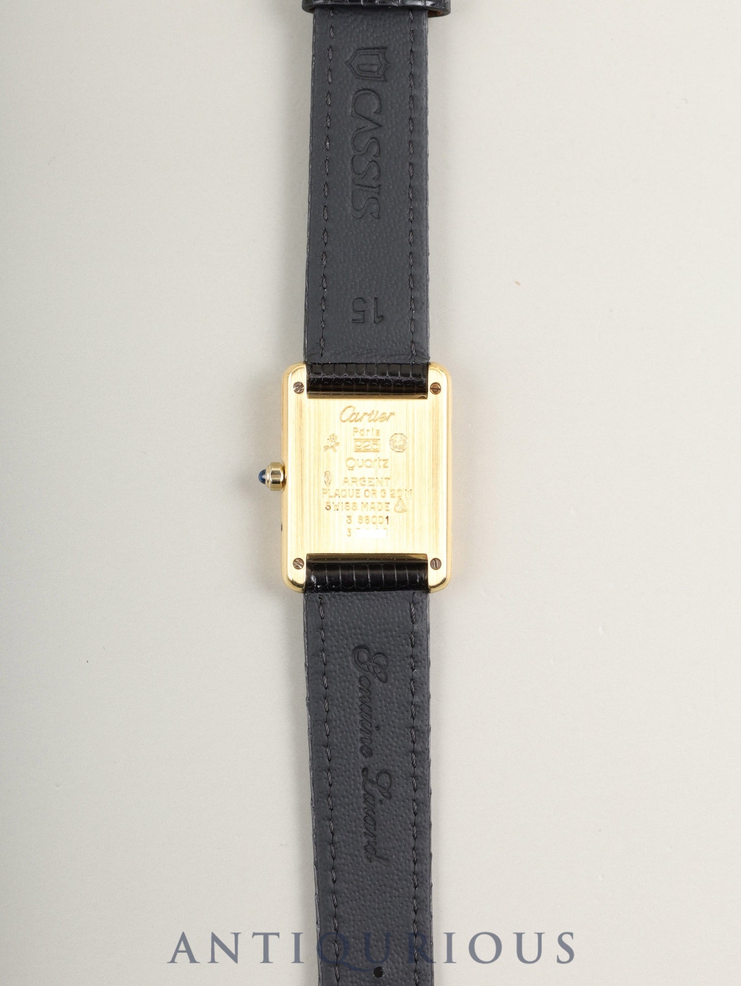 カルティエ マストタンク SM 3 66001 クォーツ Cal.66 SV925 革 純正ピンバックル（GP）オニキス文字盤（SWISS表記） オーバーホール済み 新品仕上げ済み