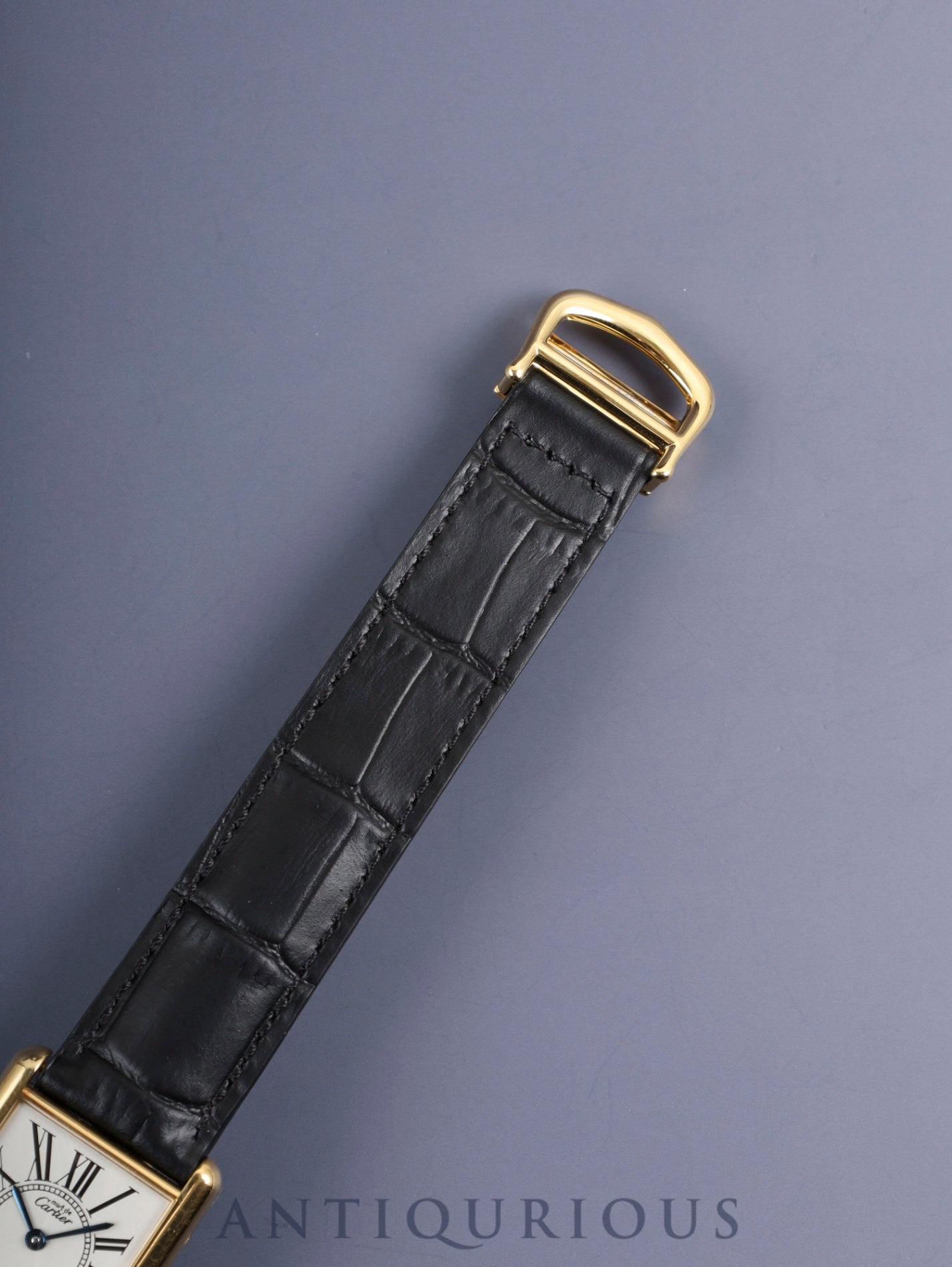 Cartier Must Tank LM W1005554 / 590005 Quartz Caliber 90 SV925 Leather Watch with Genuine D-buckle (GP) Opalescent Dial Overhauled