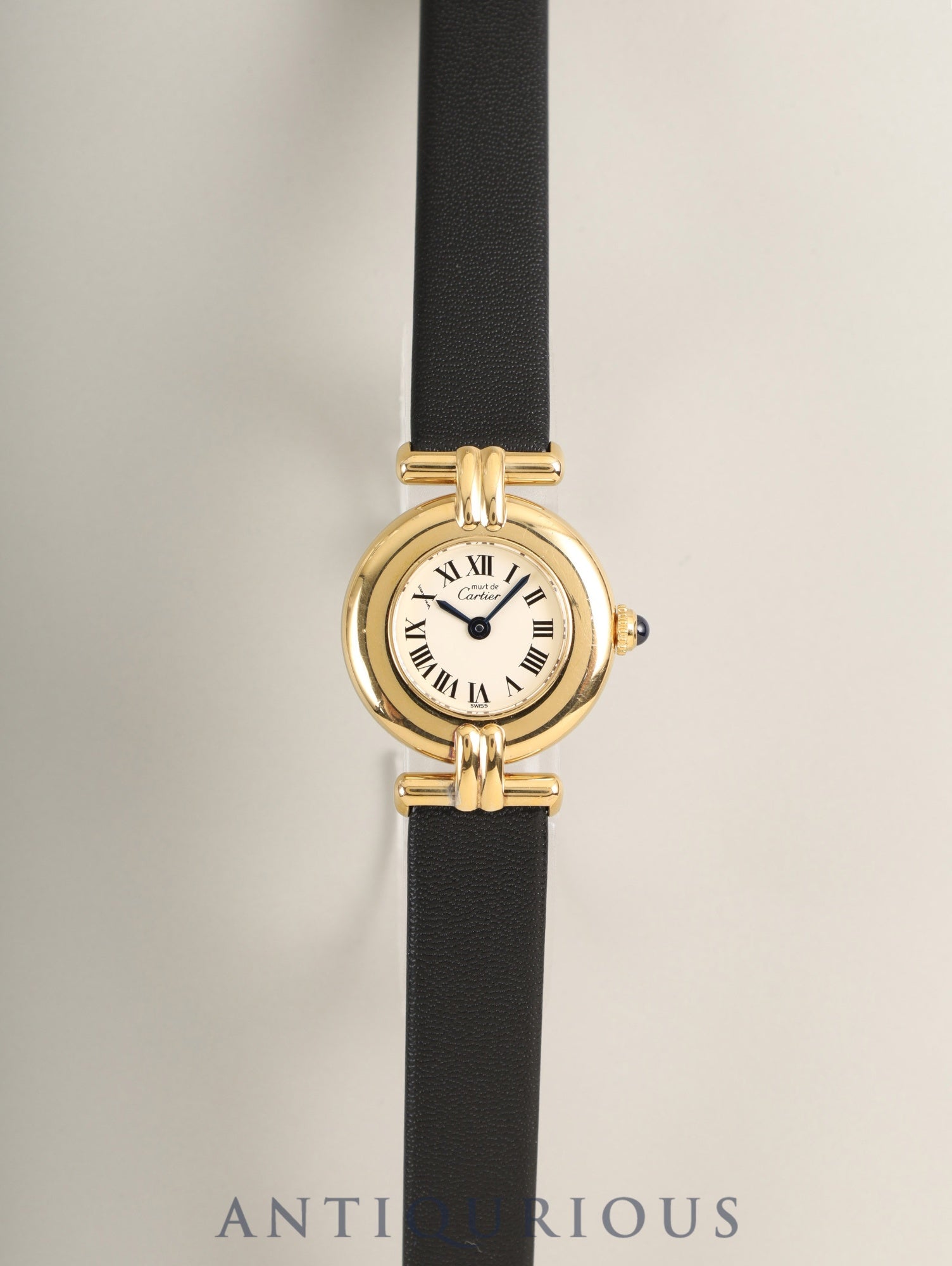 カルティエ マストコリゼ W1000653 / 1902 クォーツ SV925 革 純正ピンバックル（GP）アイボリーローマン文字盤 カルティエブティックにてコンプリートサービス済み