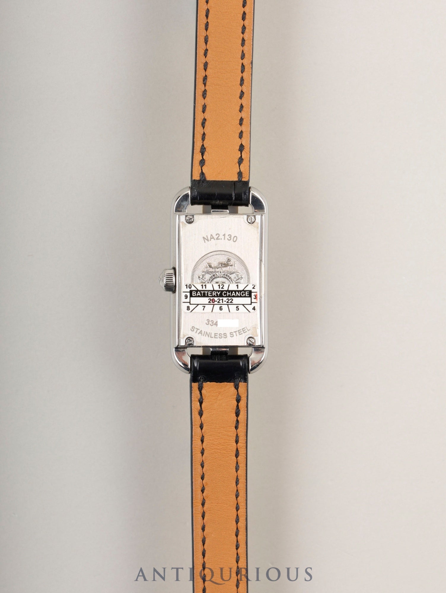 エルメス ナンタケット NA2.130 クォーツ SS 純正革ベルト（A刻印：2017年） 純正尾錠（SS） ブラック文字盤 ダイヤベゼル オーバーホール済み