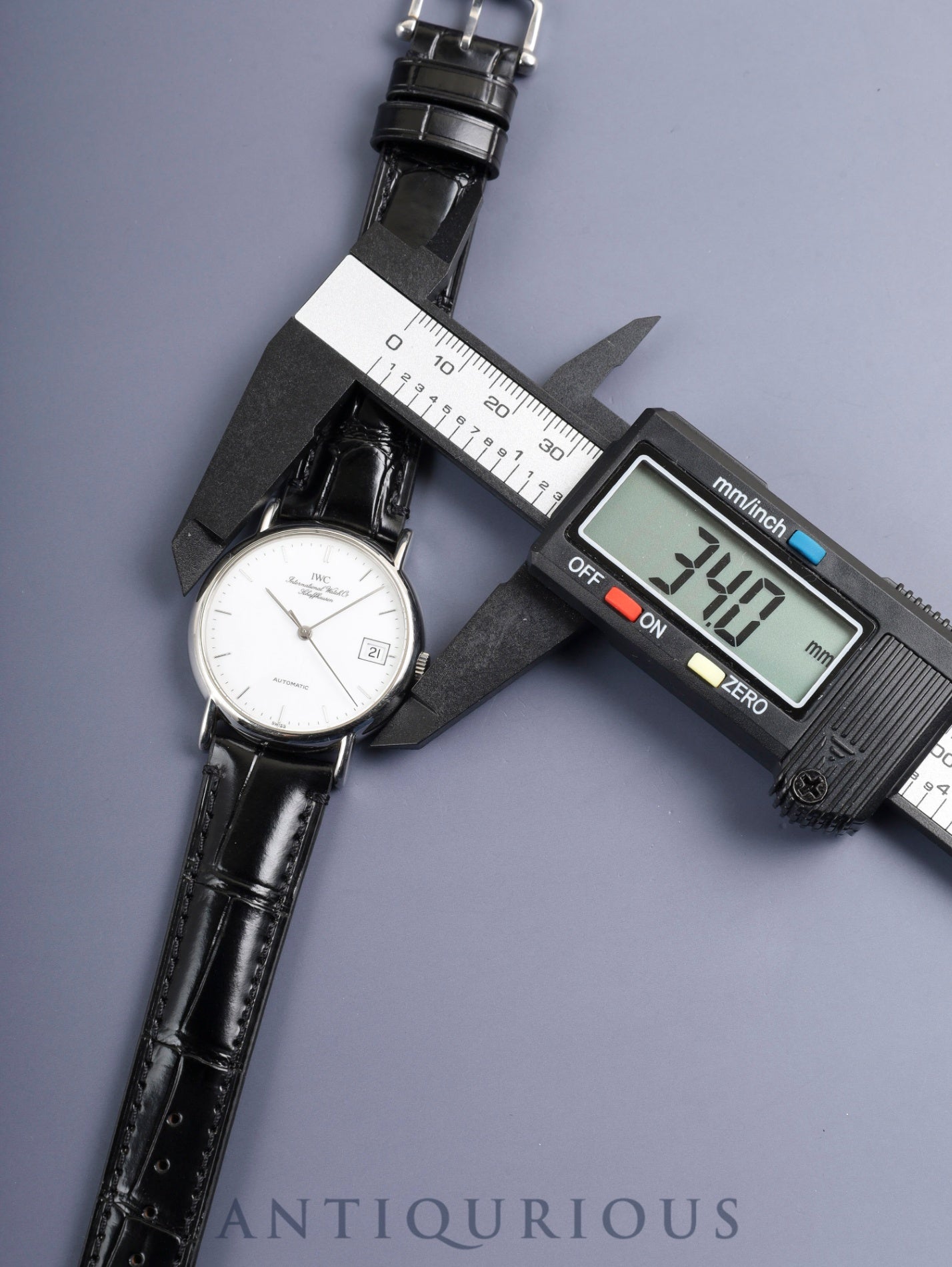 IWC Portofino IW351320 Automatic Caliber C37521 Stainless Steel Leather Strap with Genuine Stainless Steel Buckle, White Dial, Overhauled