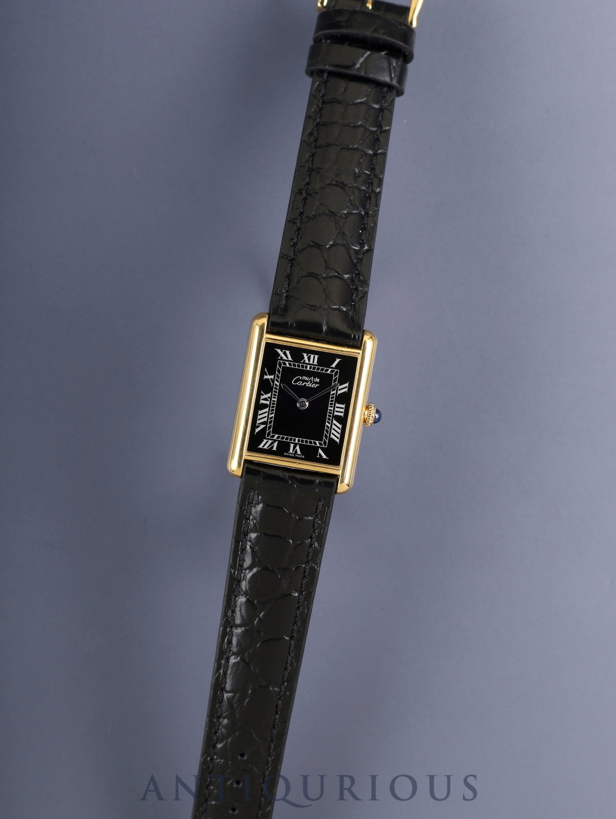 カルティエ マストタンク LM 6 手巻き Cal.- SV925 革 純正ピンバックル（GP）ブラックローマン文字盤（SWISS MADE表記）純正レザーベルト付き 新品仕上げ済み カルティエブティックにてコンプリートサービス済み