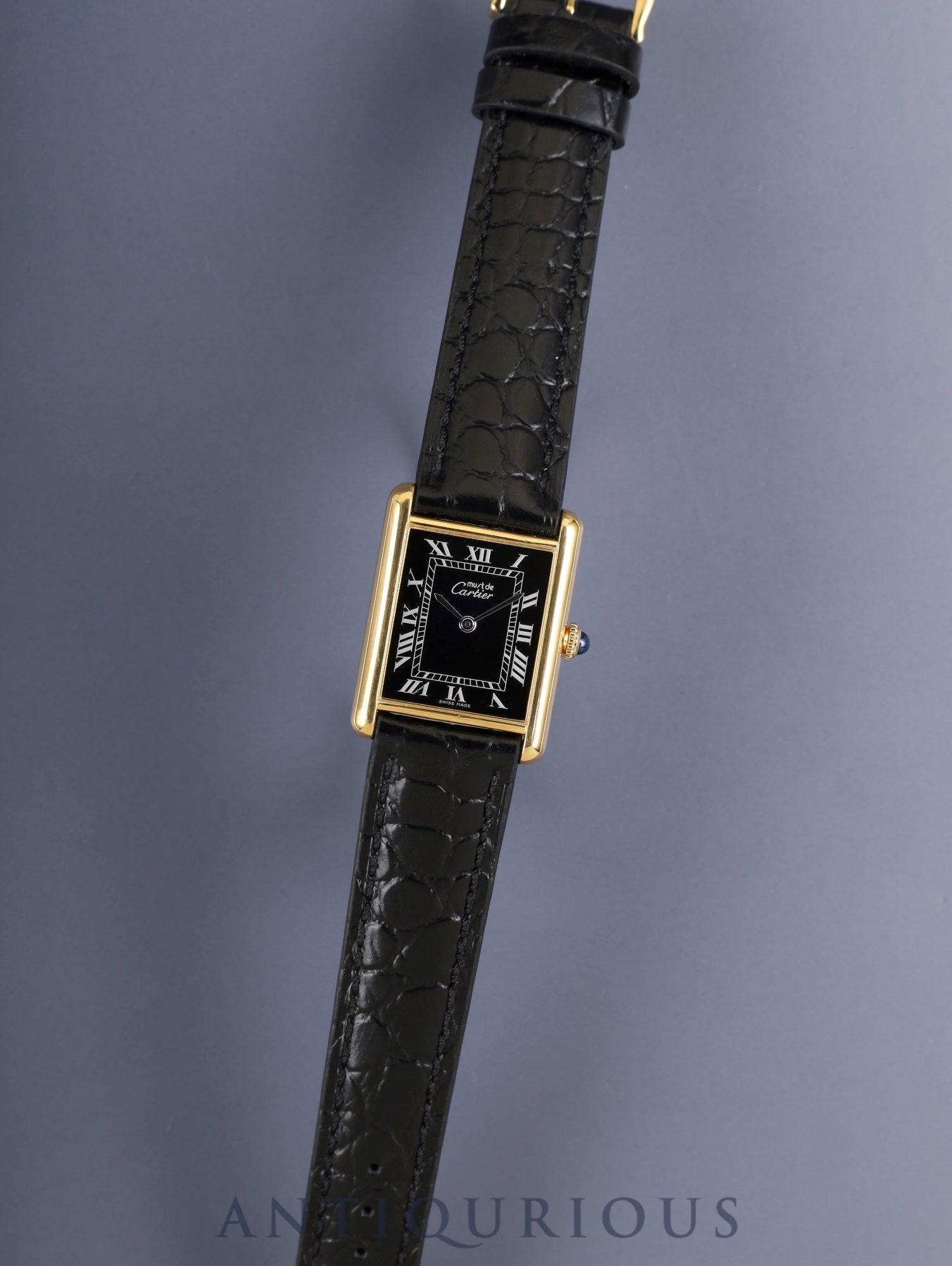 カルティエ マストタンク LM 6 手巻き Cal.- SV925 革 純正ピンバックル（GP）ブラックローマン文字盤（SWISS MADE表記）純正レザーベルト付き 新品仕上げ済み カルティエブティックにてコンプリートサービス済み