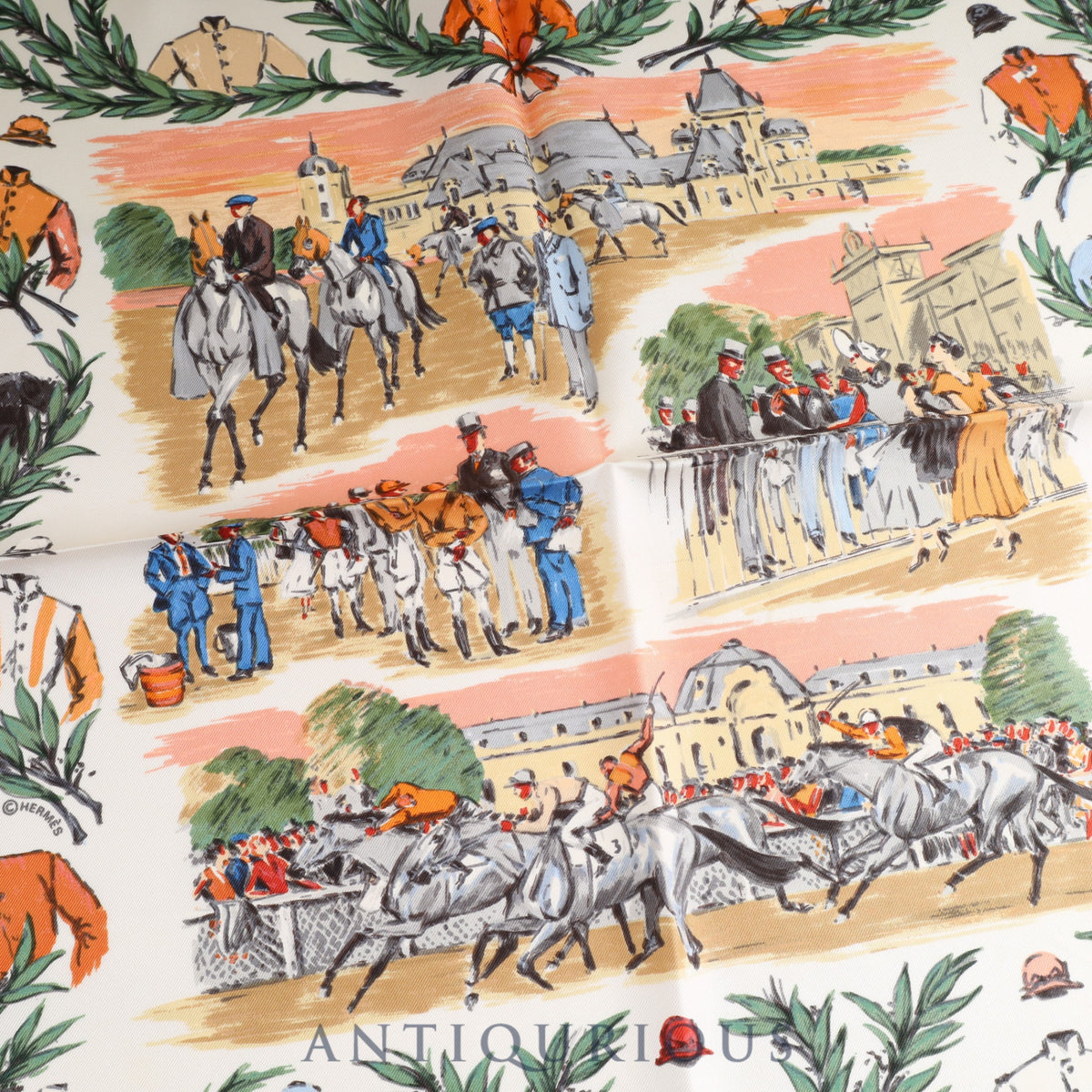 Hermes scarf Carre 45 Racecourse SILK 100%