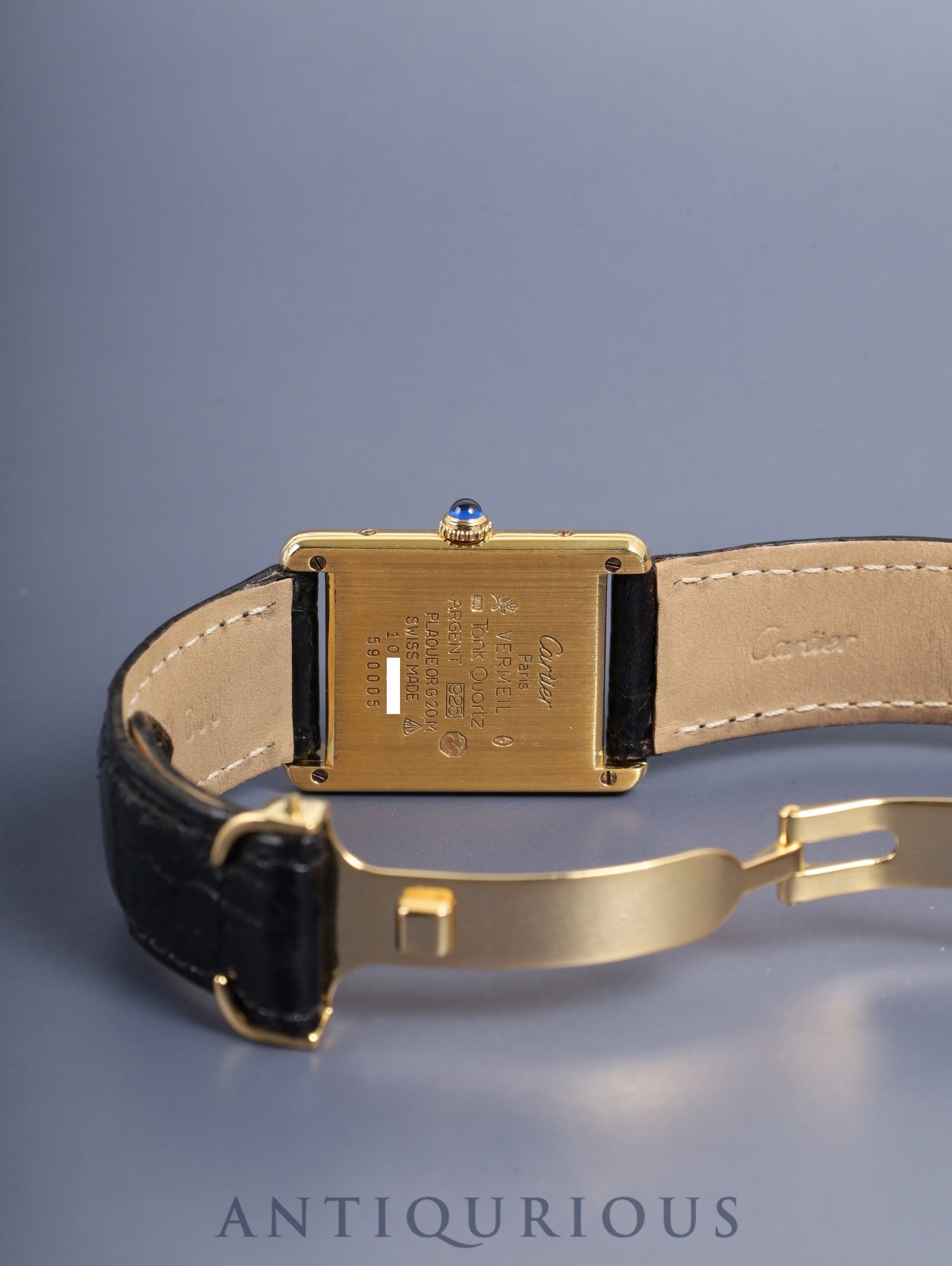 Cartier Must Tank LM 590005 Quartz Cal.90 SV925 Leather Original GP Deployment Buckle Center Gray Roman Dial (SWISS Dial) Overhauled, Polished