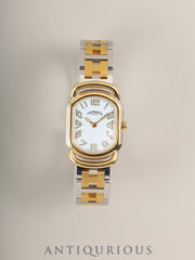 エルメス ラリー クォーツ Cal.976.001 SS/GP SS/GP ホワイト文字盤 オーバーホール済み