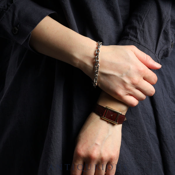 カルティエ マストタンク SM 3 66001 クォーツ SV925 純正革ベルト 純正尾錠（GP） ガーネットダイアル ボルドー文字盤 オーバーホール済み