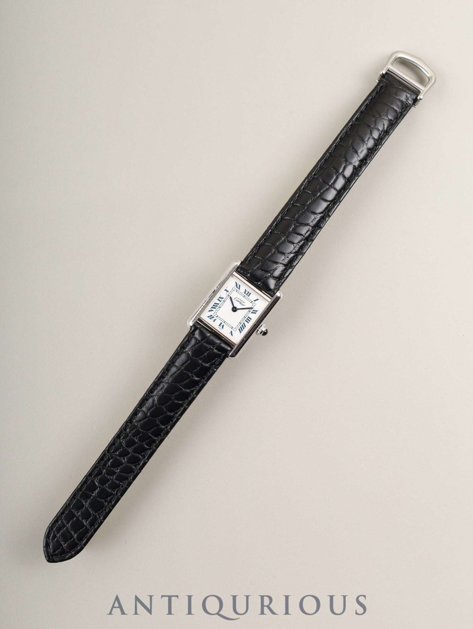 Cartier Must Tank SM 1614 Quartz Cal.057 SV925 Leather Genuine D-Buckle (SS) White Roman Dial (SWISS marking) Box, Manuals, Warranty Card (1996) Overhauled