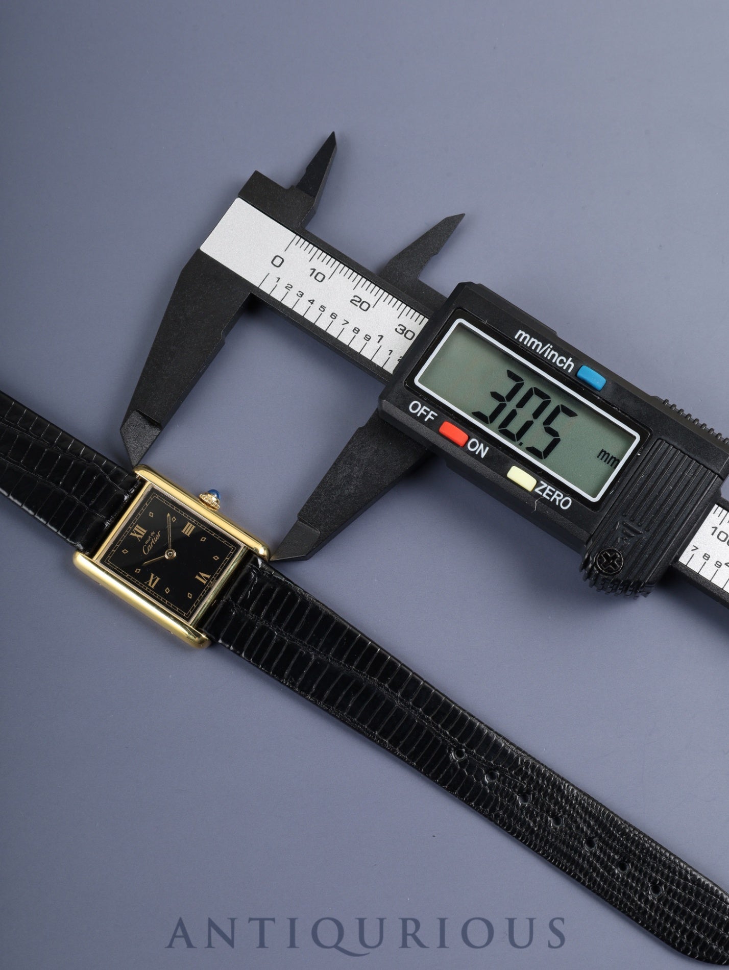 Cartier Must Tank LM 590005 Quartz Cal.90 SV925 Leather Genuine Buckle (GP) Black Roman Dial Overhauled Newly Finished