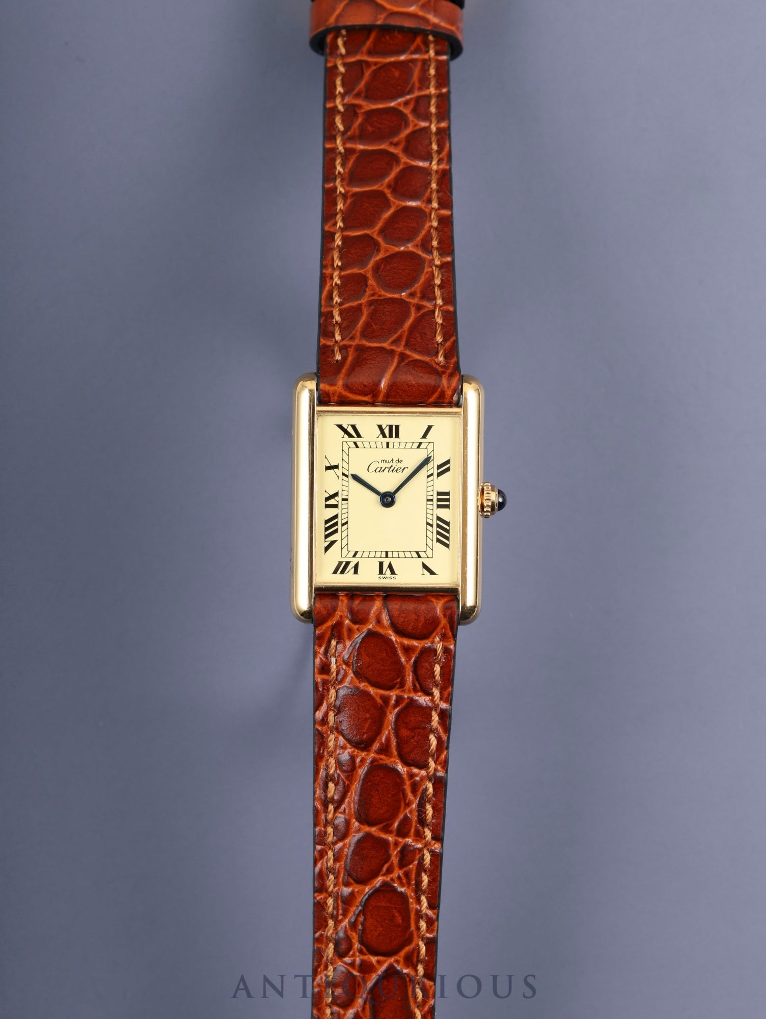 カルティエ マストタンク LM W1002753 / 590005 クォーツ Cal.90 SV925 革 純正尾錠（GP） アイボリーローマン文字盤 箱 オーバーホール