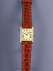 カルティエ マストタンク LM W1002753 / 590005 クォーツ Cal.90 SV925 革 純正尾錠（GP） アイボリーローマン文字盤 箱 オーバーホール済み