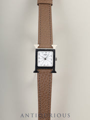 エルメス Hウォッチ HH1.210 クォーツ Cal.- SS 革 純正ピンバックル（SS）ホワイト文字盤  箱 冊子 保証書（2006年）  純正革ベルト（□I刻印：2005年）オーバーホール済み