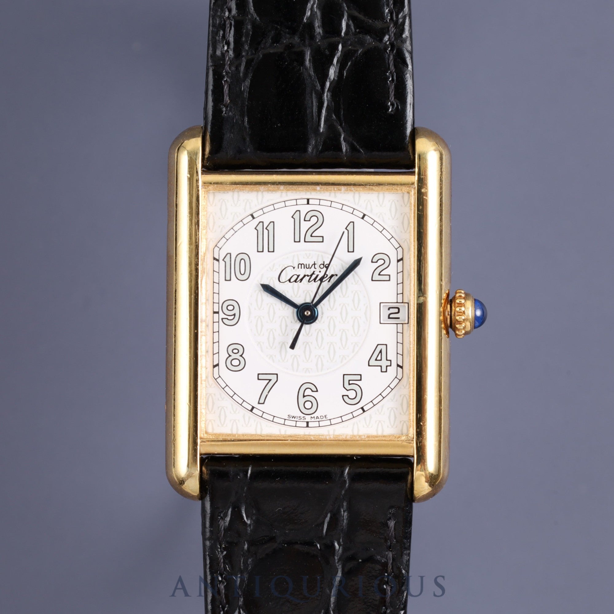 Cartier Must Tank GM (XL) Date W1013954 / 2413 Quartz Cal.87 SV925 Genuine Buckle (GP) Telephone CC Dial Dial Overhauled