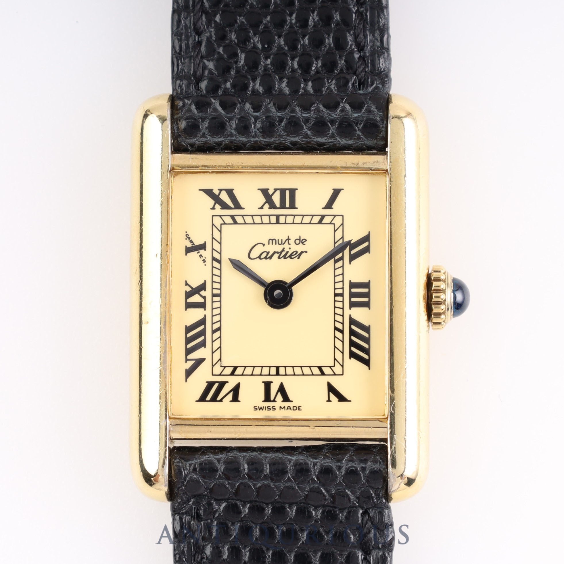 Cartier Must Tank SM Manual winding SV925 Leather Genuine buckle (GP) Ivory Roman dial Cartier boutique complete service