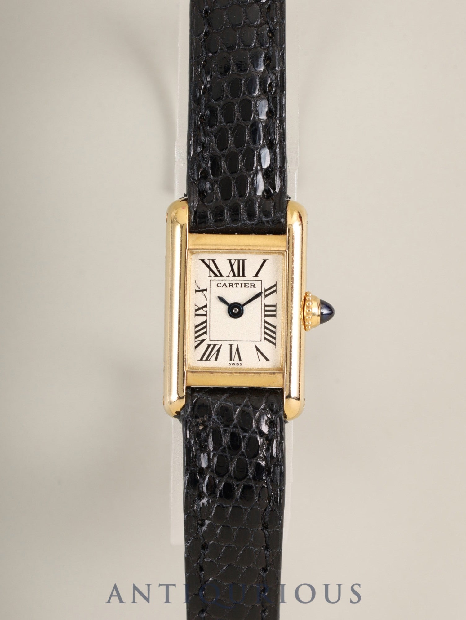 カルティエ タンク ミニ W1501856 / 1360 クォーツ Cal.280002 750YG 社外革ベルト 純正ピンバックル（750YG）アイボリーローマン文字盤（SWISS表記）箱 冊子 保証書（1996年）オーバーホール済み
