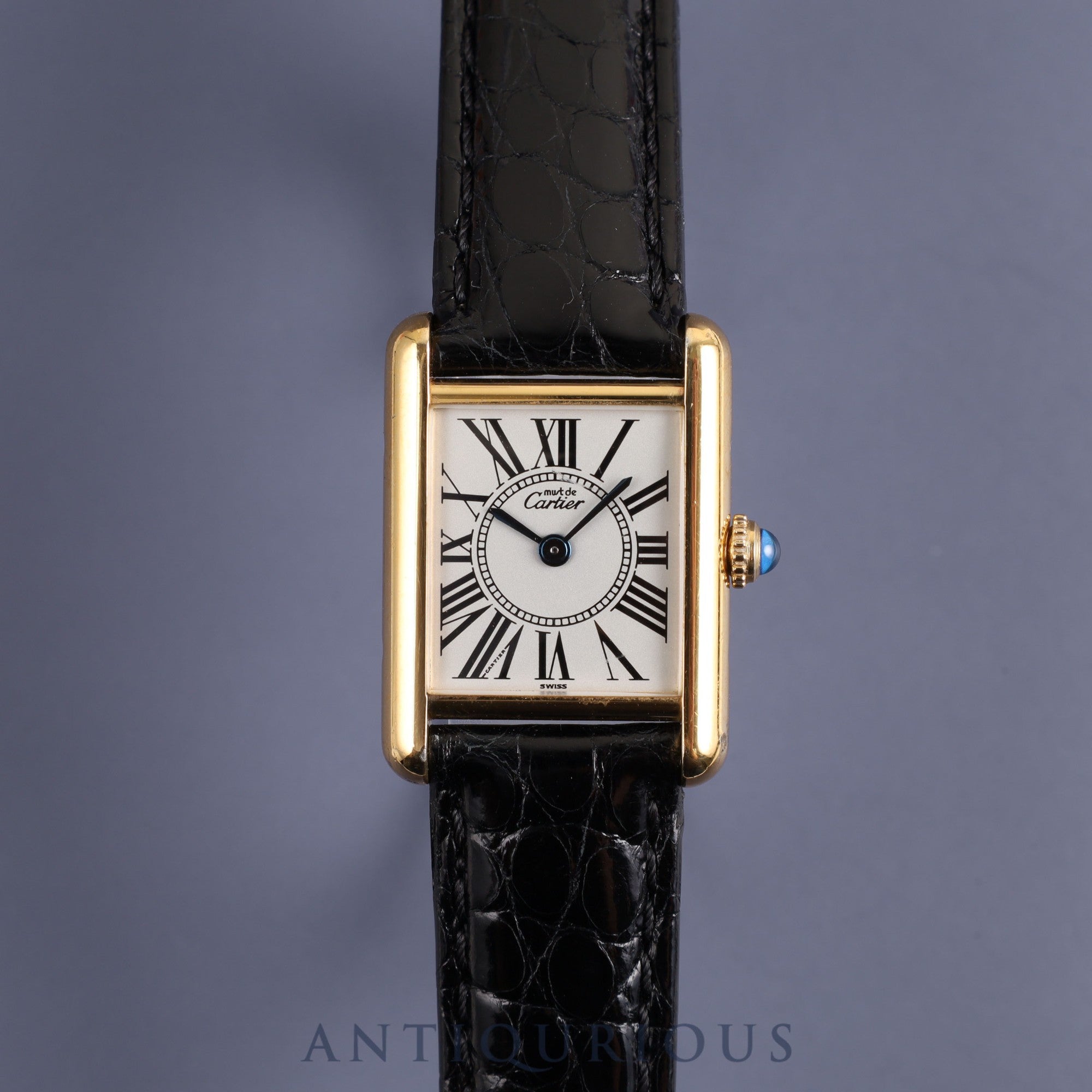 Cartier Must Tank SM W1005554 / 5057001 Quartz Cal.057 SV925 Leather Genuine D-buckle (GP) Opalan dial Overhauled