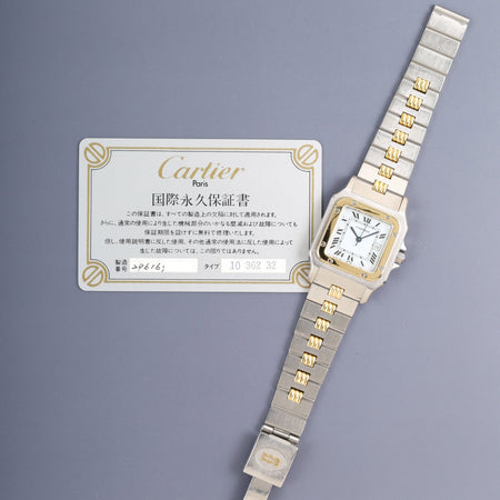 カルティエ サントス カレ LM 2961 自動巻き SS/YG SS/YG ホワイトローマン文字盤（SWISS表記） 国際永久保証書（1983年）カルティエブティックにてコンプリートサービス済み