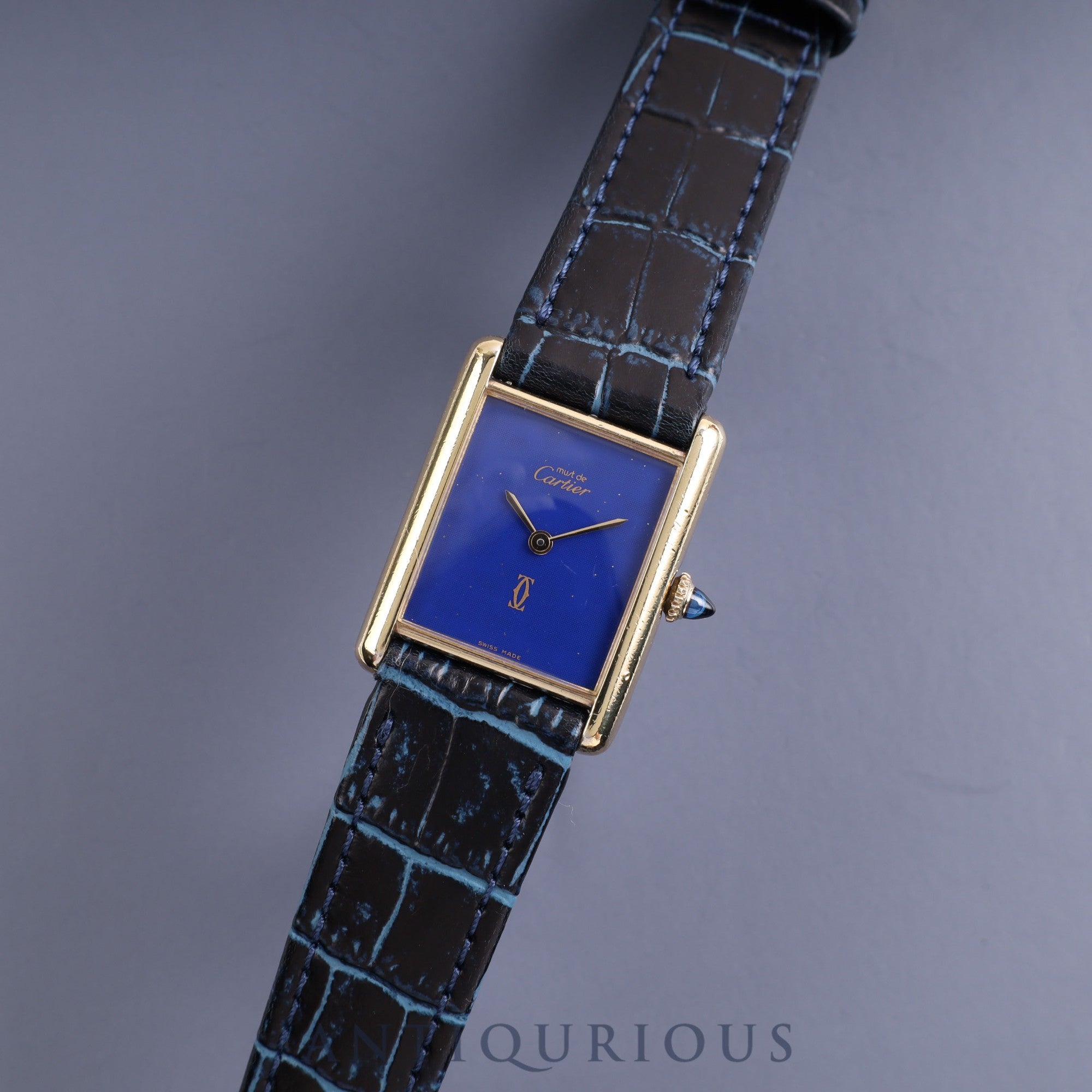 Cartier Must Tank LM Manual Winding SV925 Lapis Lazuli Dial Box Cartier Boutique Complete Service