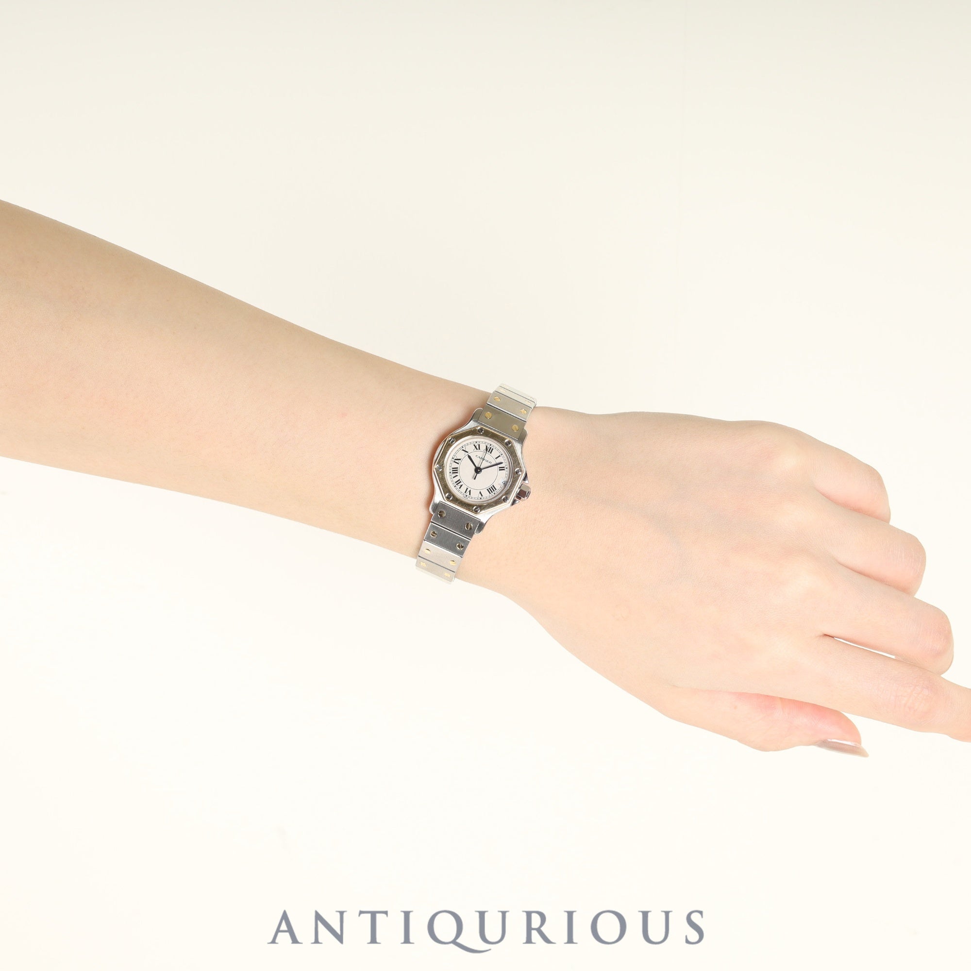 カルティエ サントス オクタゴン SM W2001683 / 187903 クォーツ Cal.87 SS/YG SS/YG アイボリーローマン文字盤 冊子 保証書 オーバーホール済み