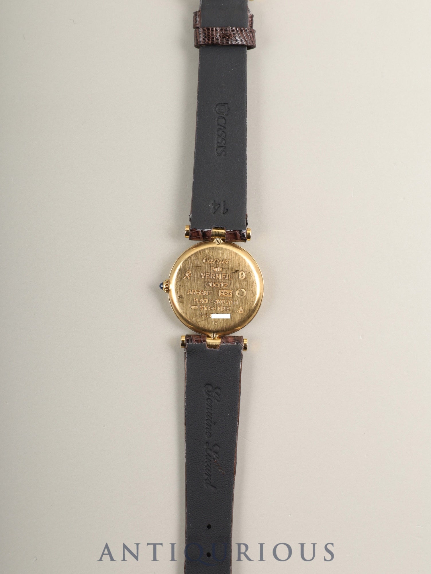 カルティエ マスト ヴァンドーム VLC SM 18 クォーツ Cal.81 SV925 革 純正ピンバックル（GP） アイボリー4点ローマン文字盤 箱 オーバーホール済み