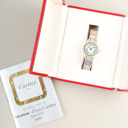 カルティエ サントス オクタゴン SM 0907 自動巻き Cal.2670 SS/YG SS/YG ホワイトローマン文字盤 箱 冊子 オーバーホール済み