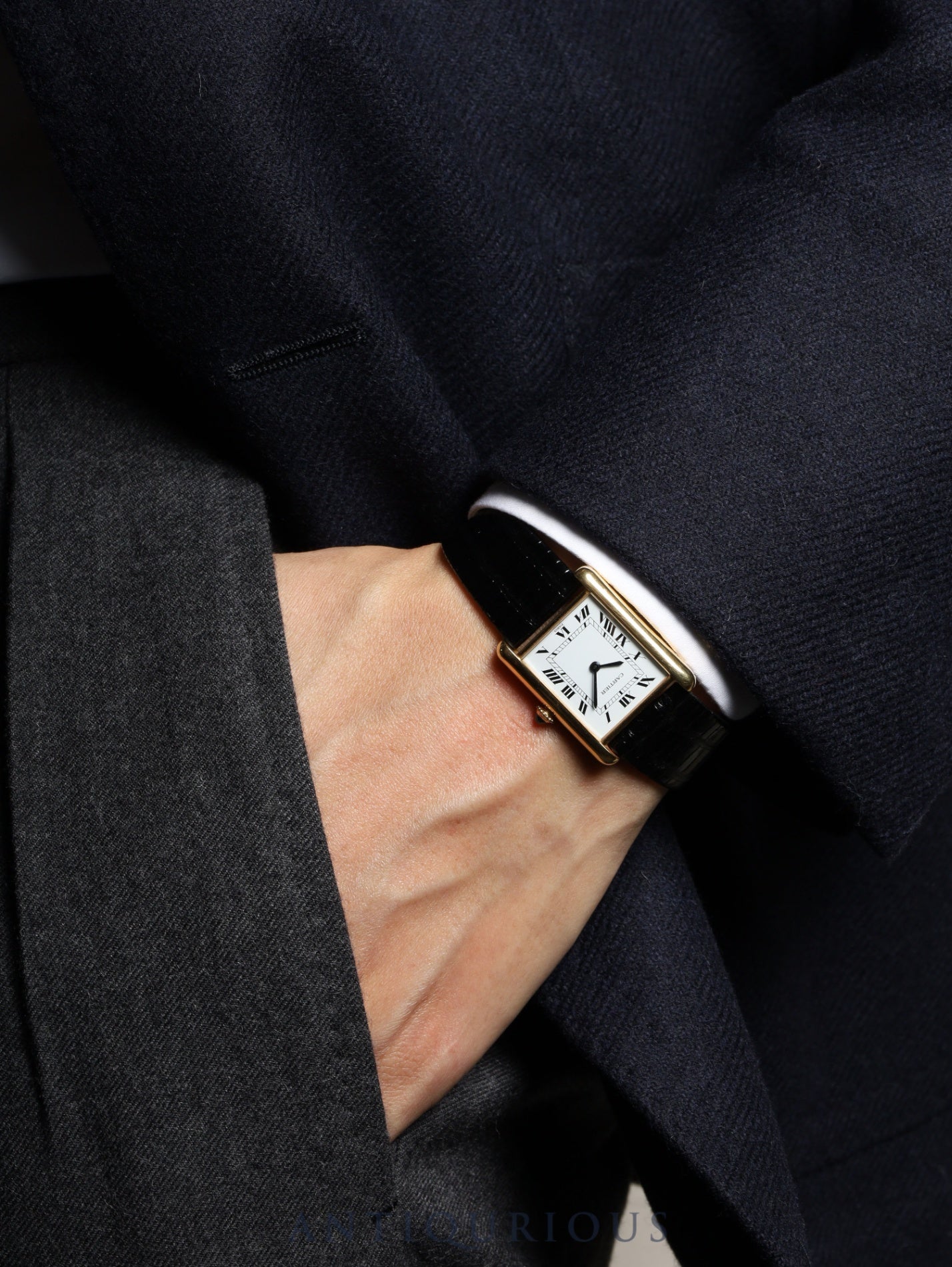 カルティエ タンクルイカルティエ LM 7808 手巻き Cal.ETA2512-1 / 78-1 750YG  純正尾錠（GP）ホワイトローマンPARIS文字盤 保証書 オーバーホール済み