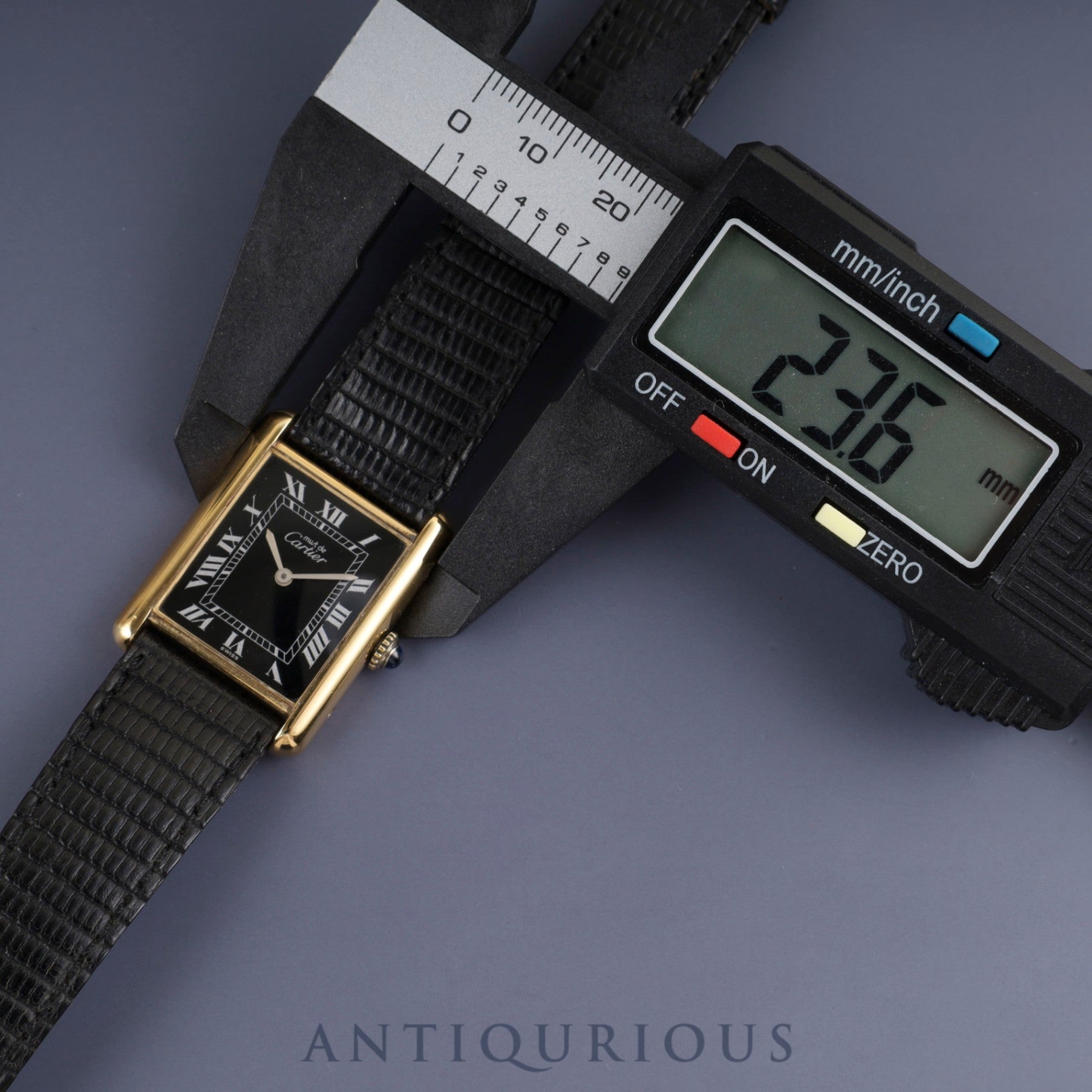 Cartier Must Tank LM Manual winding Cal.78-1 SV925 Genuine leather strap Genuine buckle (GP) Black Roman dial Overhauled