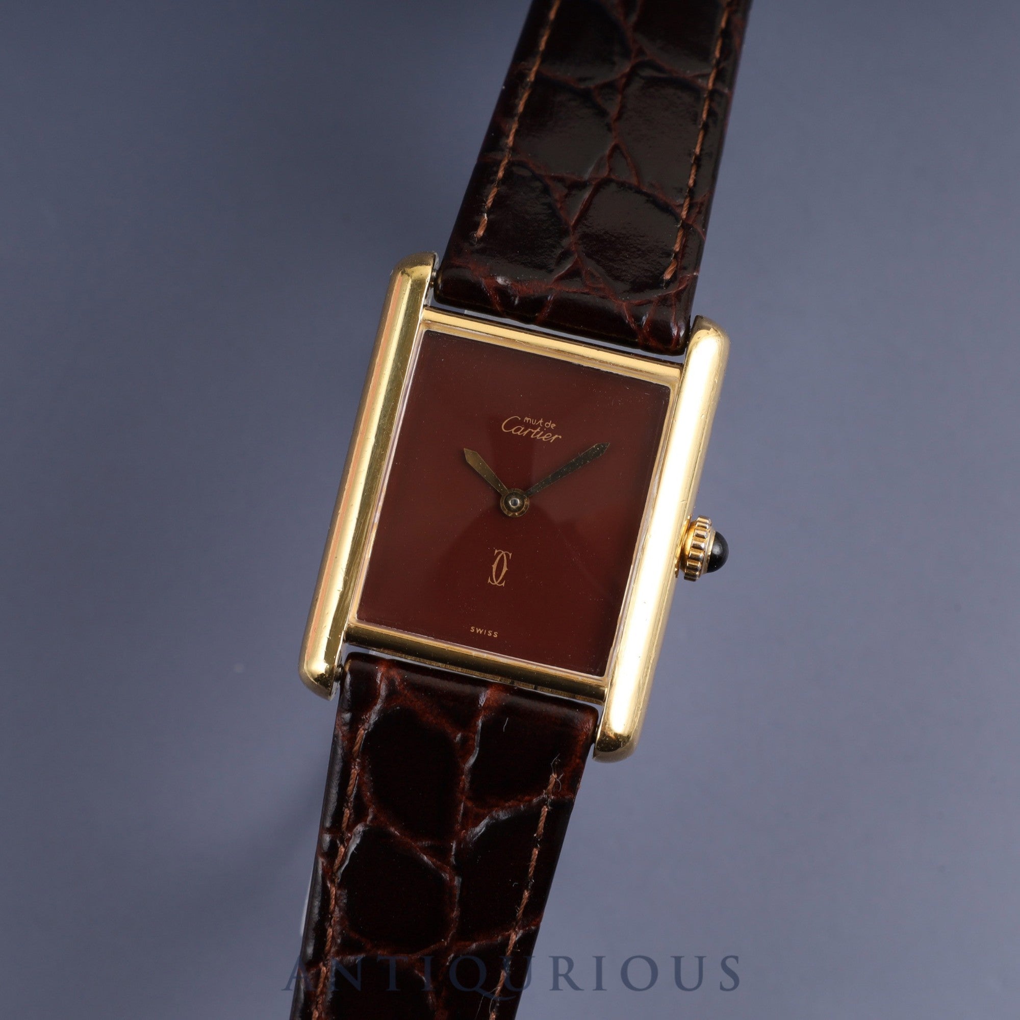 Cartier Must Tank LM Manual winding SV925 Leather Genuine buckle (GP) Bordeaux dial Overhauled New finish