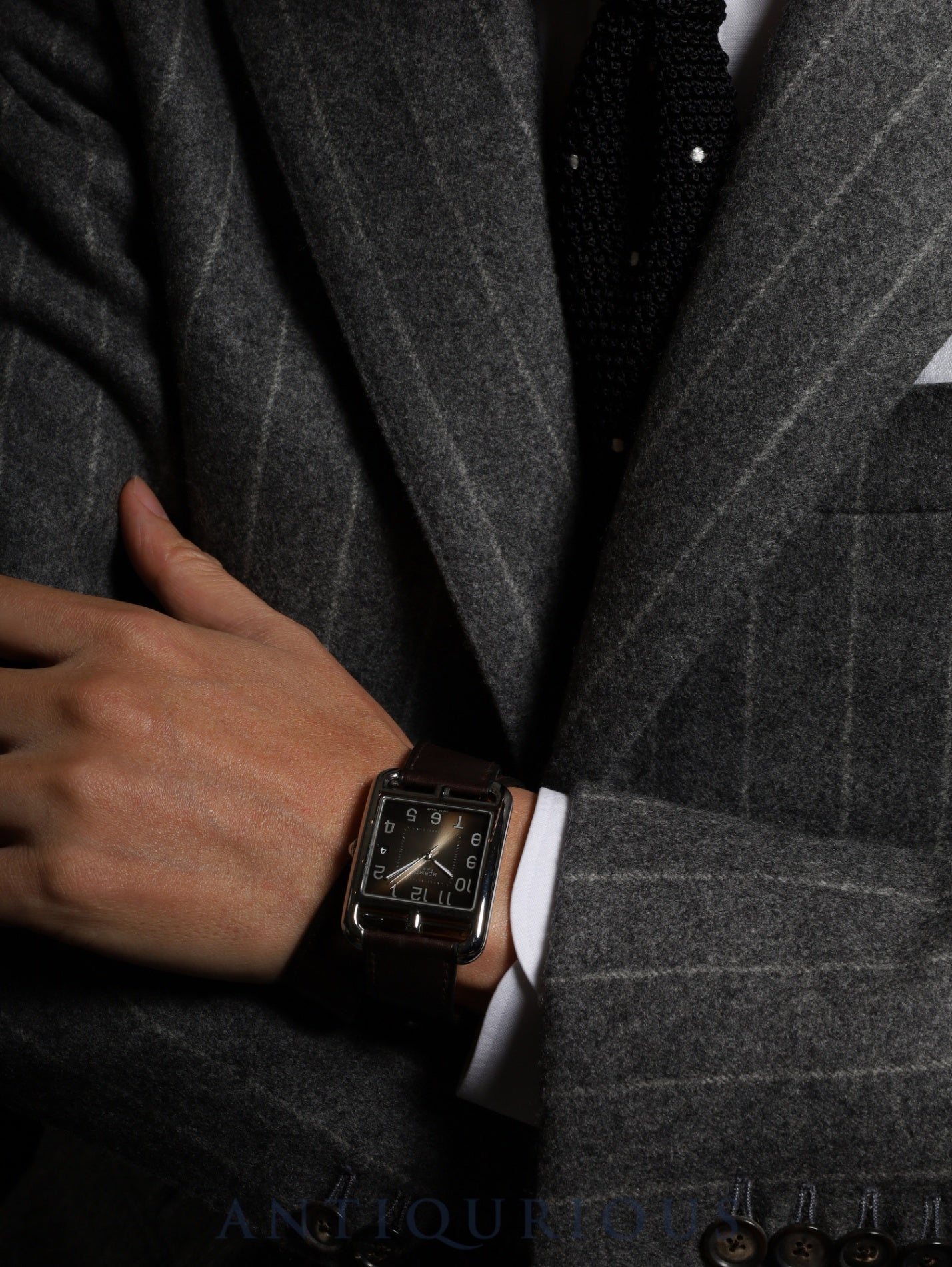 エルメス ケープコッド CC1.810 クォーツ Cal.E64111 SS 純正革ベルト 純正尾錠（SS）ダークブラウンアラビア文字盤 箱 冊子 オーバーホール済み