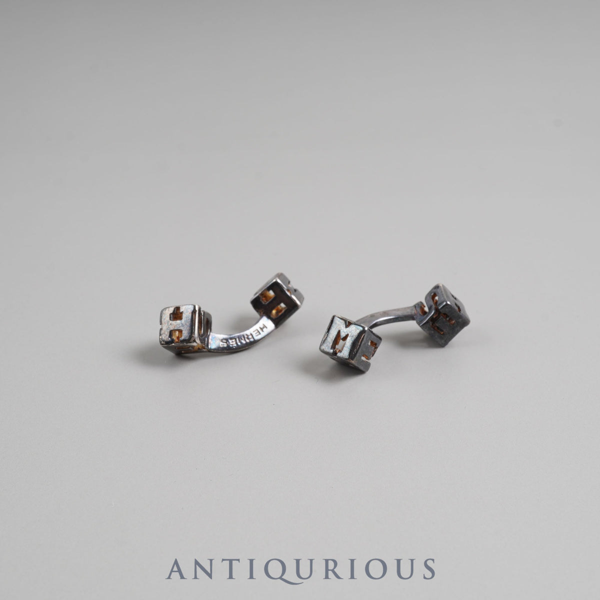 Hermes Cufflinks Cube Sterling Silver Box