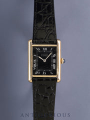 Cartier Must Tank LM 6 Hand-wound Cal.78-1 SV925 Leather Genuine Pin Buckle (GP) Black Roman Dial (SWISS marking) Overhauled