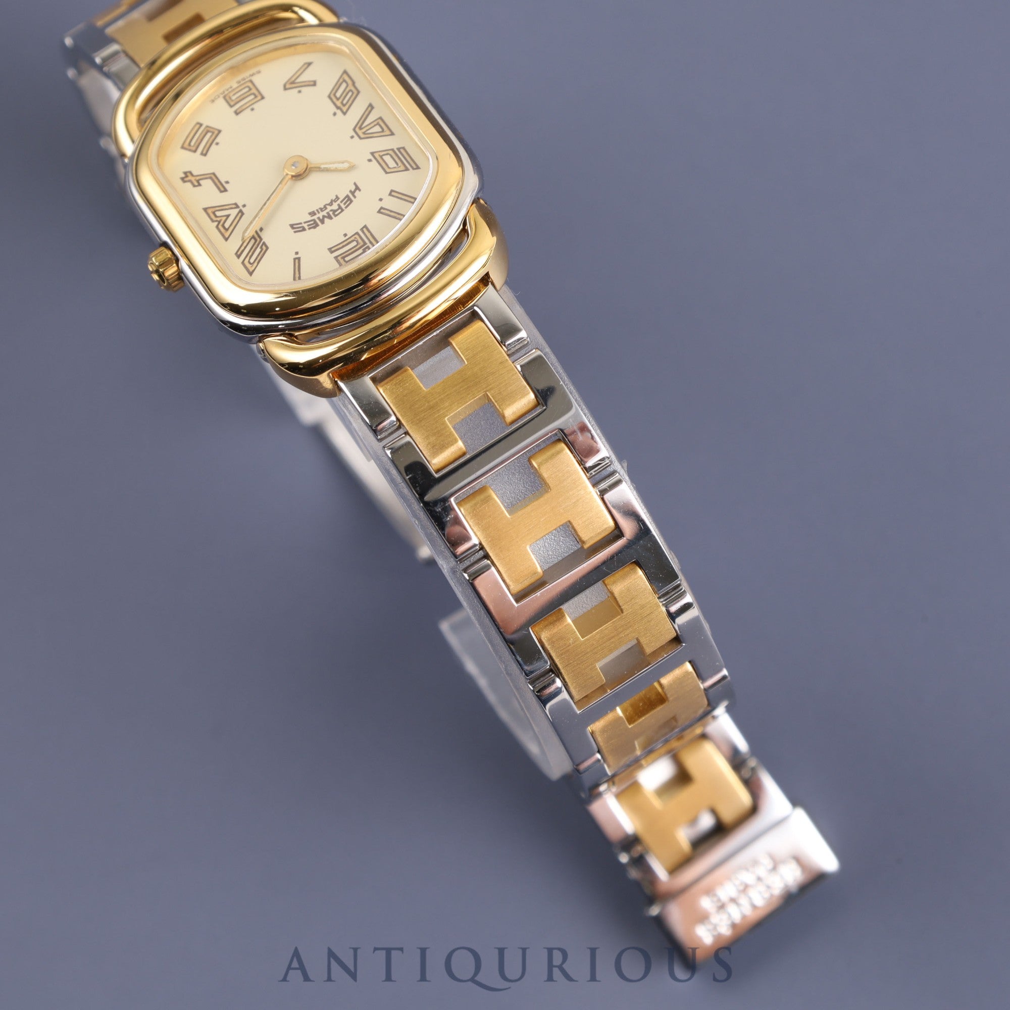 Hermes Rally RA1.210 Quartz Cal.976.001 SS/GP Gold Dial Overhauled