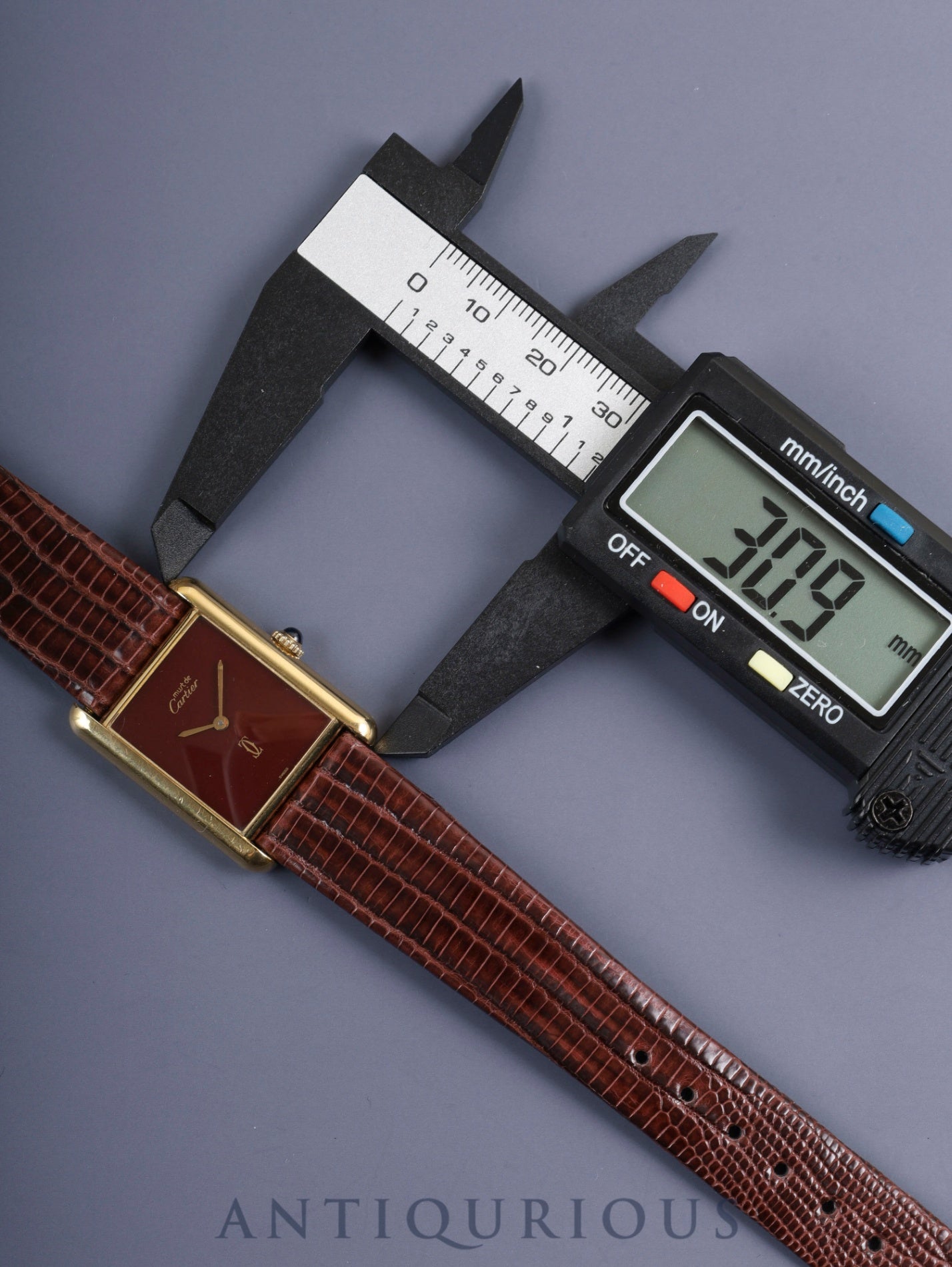 カルティエ マストタンク LM 手巻き Cal.78-1 SV925 革 純正尾錠（GP） ボルドー文字盤 ガーネットダイアル オーバーホール済み