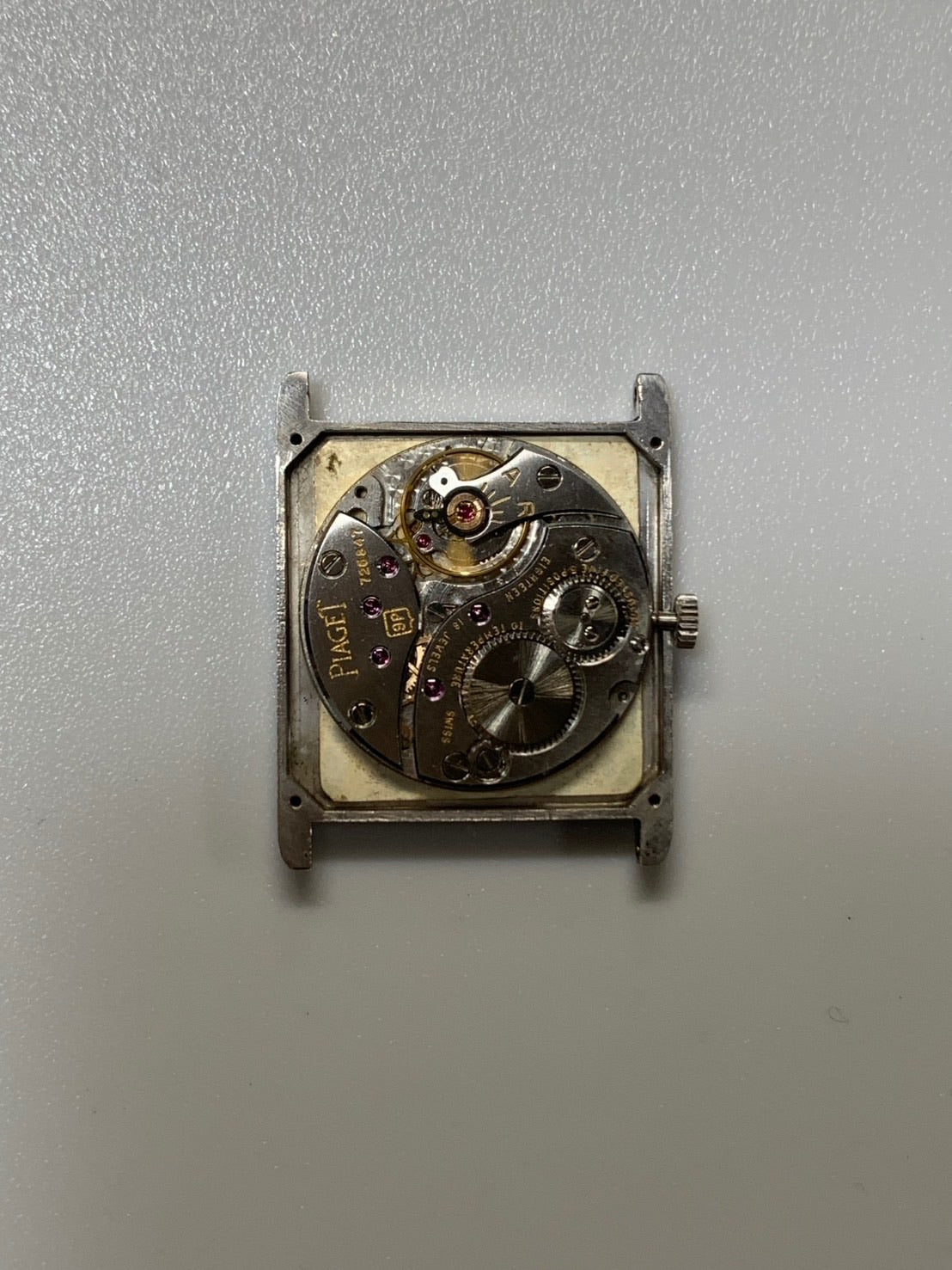 Piaget Rectangular 9294 Manual Winding Cal.9P 750WG Leather Original Pin Buckle (Pm850) Silver Dial Overhauled