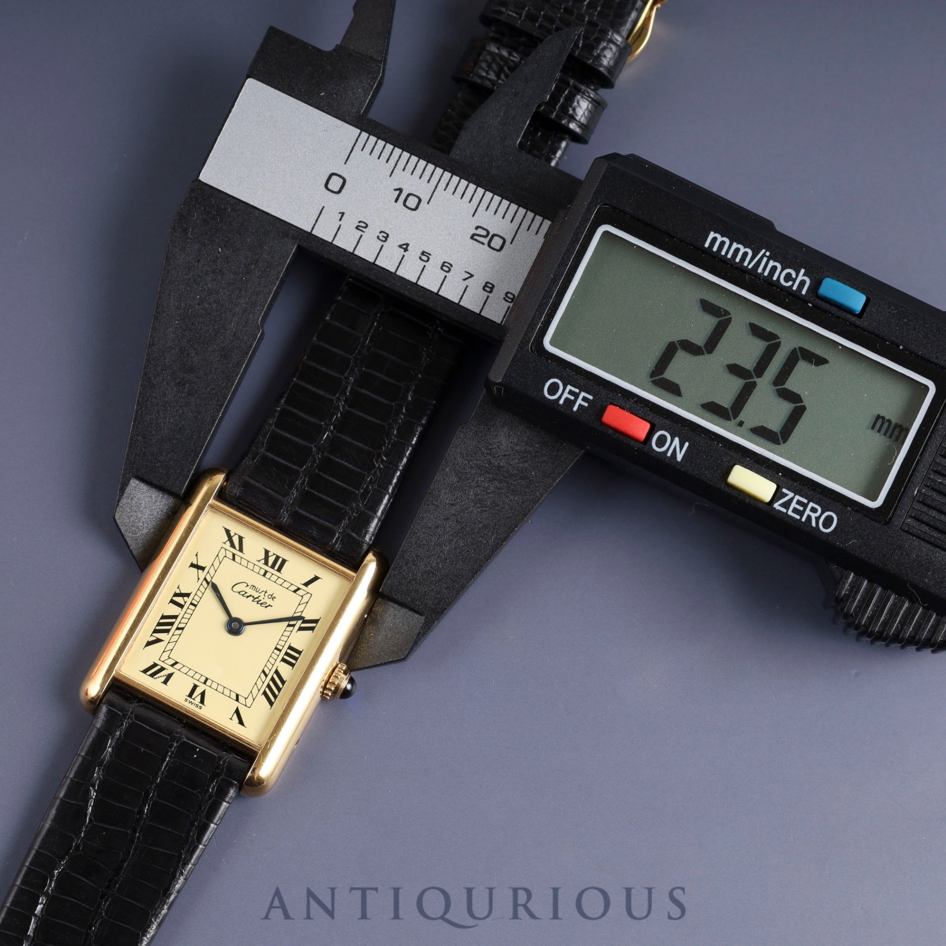 Cartier Must Tank LM 590005 Quartz Cal.90 SV925 Leather Genuine Buckle (GP) Ivory Roman Dial Overhauled