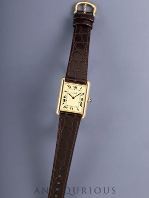 Cartier Must Tank LM 6 Hand-wound Cal.78-1 SV925 Leather Genuine Pin Buckle (GP) Ivory Roman Dial (SWISS marking) Overhauled, Polished