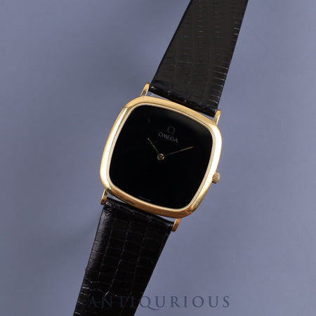 Omega De Ville 195 077.2 Quartz Cal.1378 GP Leather Genuine Buckle (GP) Black Dial Overhauled